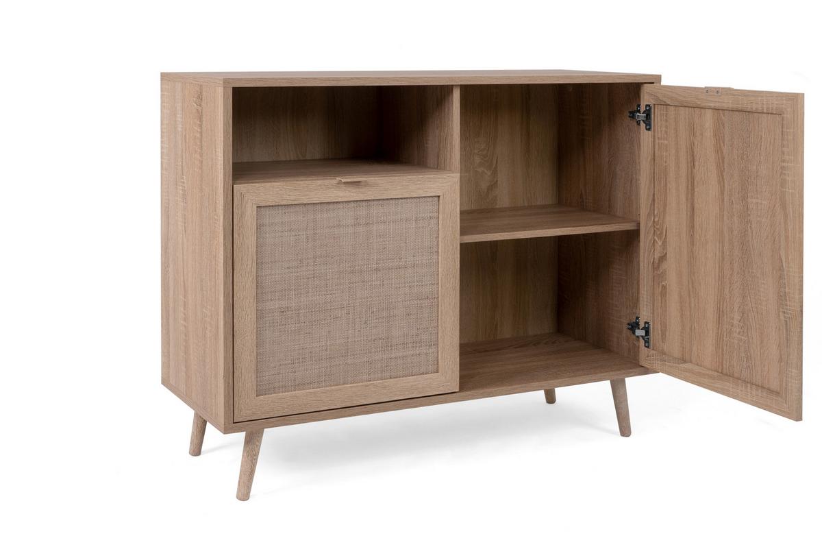 Kommode B 101,5 cm Bali, Sonoma Eiche/Geflechtsoptik - Sonoma Eiche, Natur, Holzwerkstoff (101,5/87/40cm) - MID.YOU