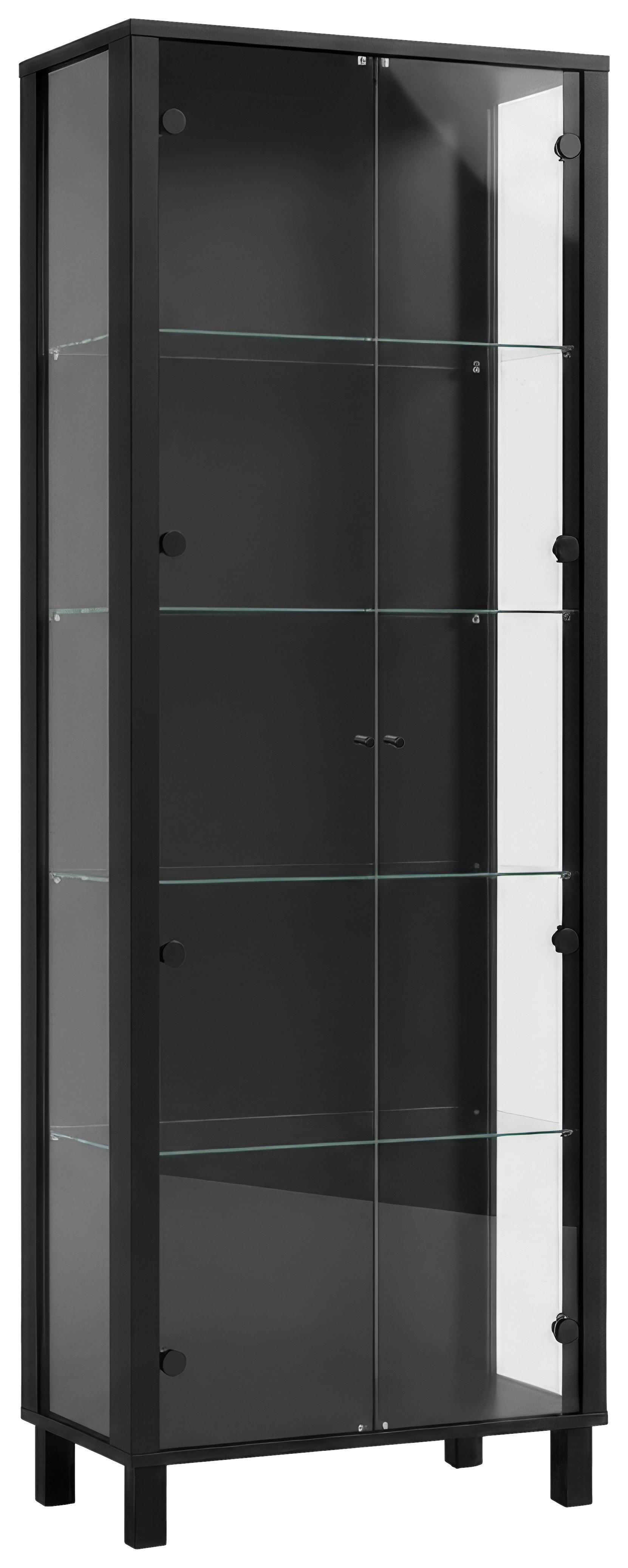 Vitrine Albi Schwarz B: 62 cm - Schwarz, Trend, Glas/Holzwerkstoff (62/189/33cm)