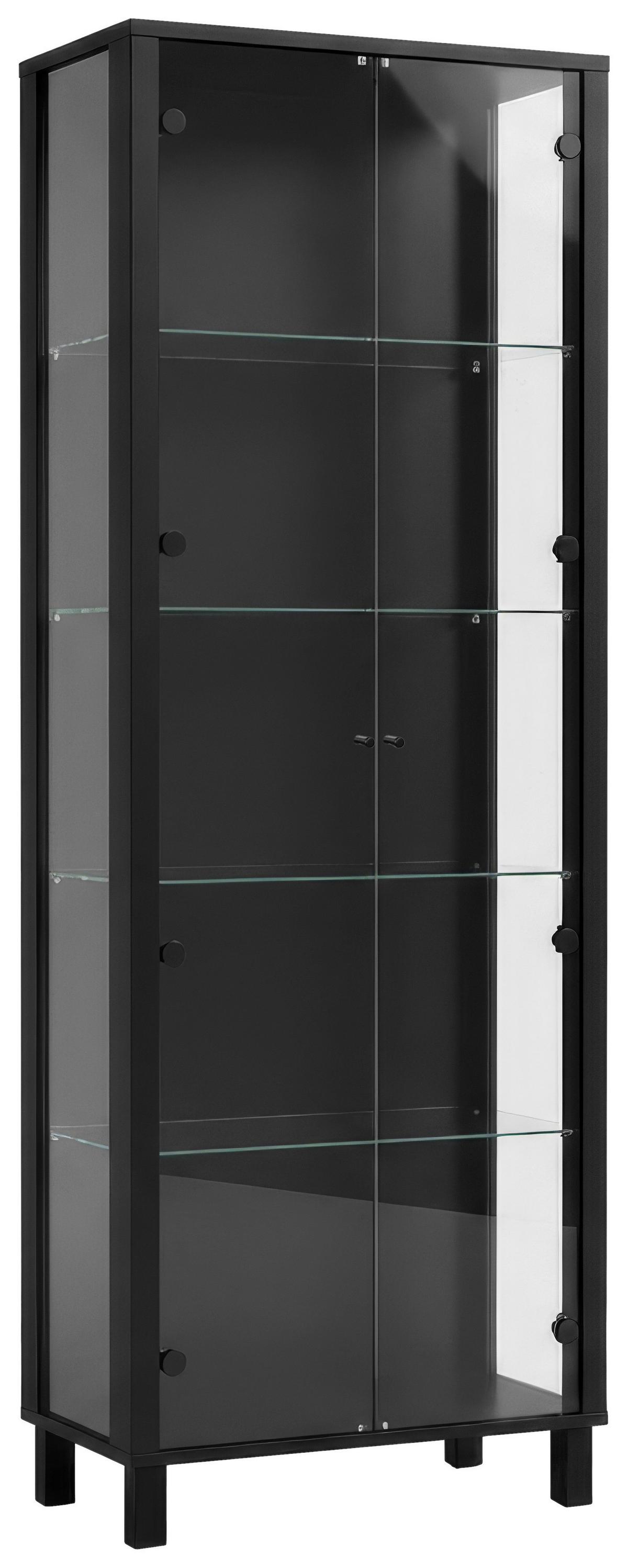 Vitrine Albi Schwarz B: 62 cm - Schwarz, Trend, Glas/Holzwerkstoff (62/189/33cm)