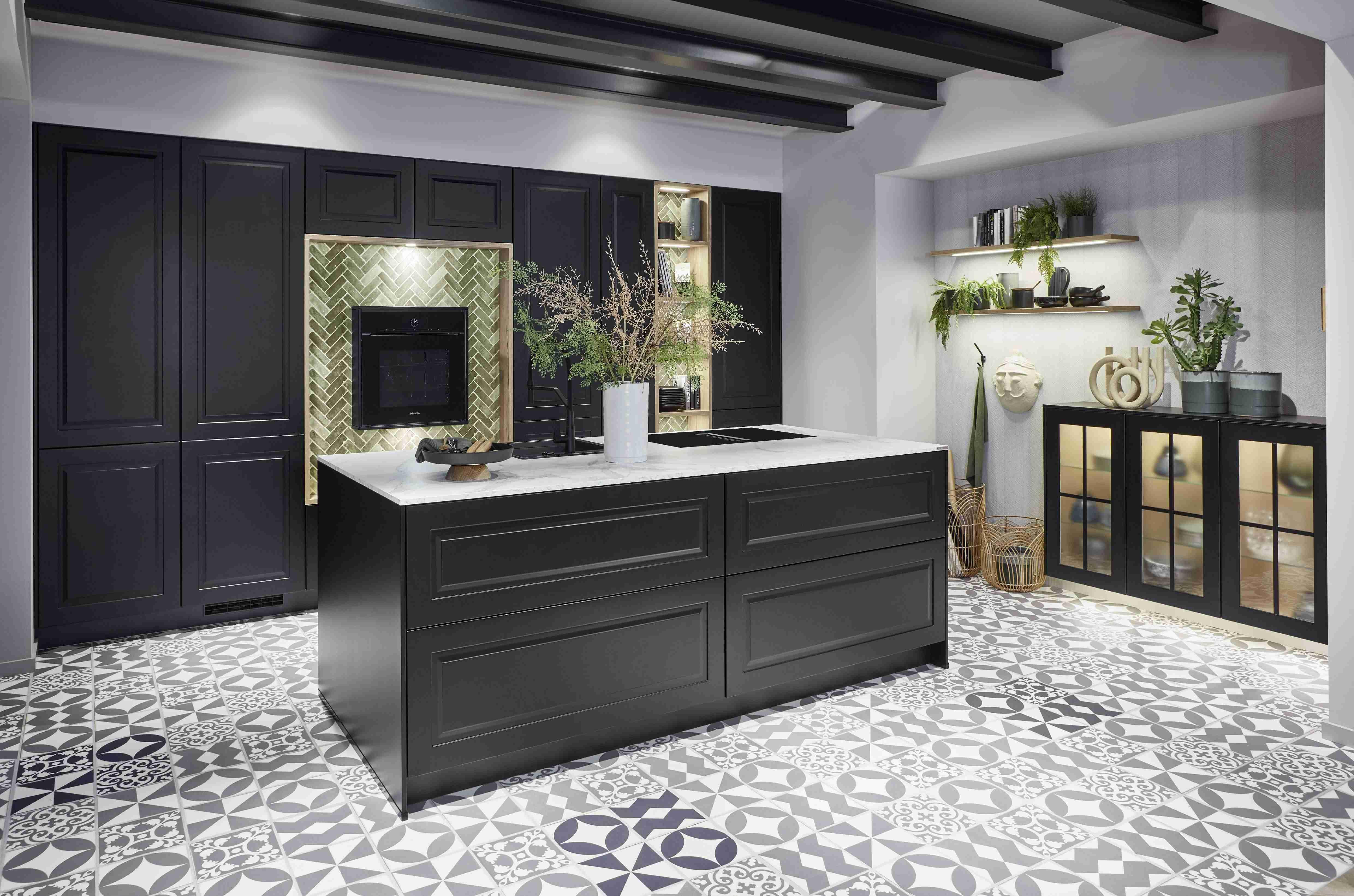 Einbauküche Springfield Frei Planbar Landhausstil - Schwarz, MODERN, Holzwerkstoff - Vertico