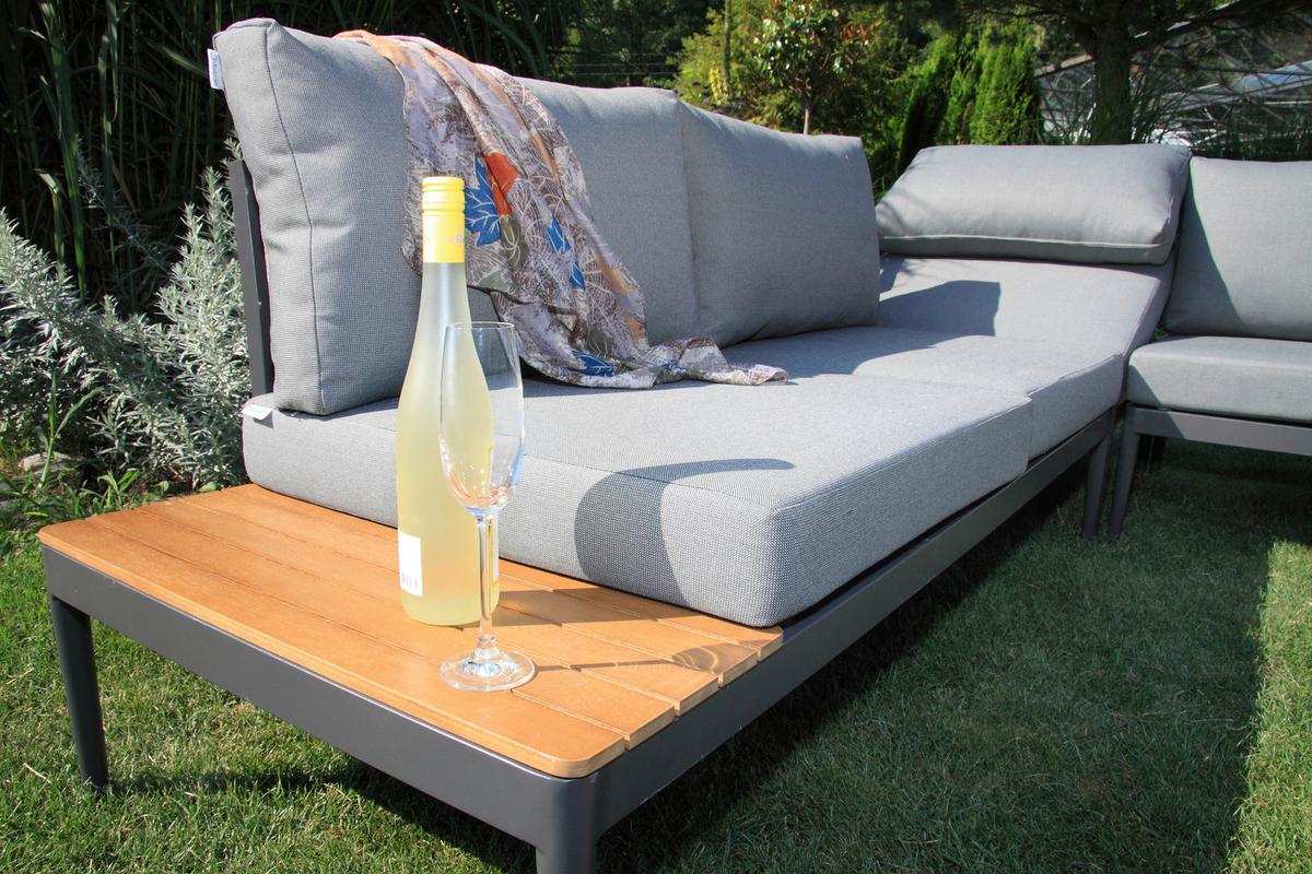 Loungegarnitur 4-Tlg. Paros Holz/Metall/Textil mit Kissen - Anthrazit/Silberfarben, Basics, Holz/Textil (243/68/243cm) - Acamp