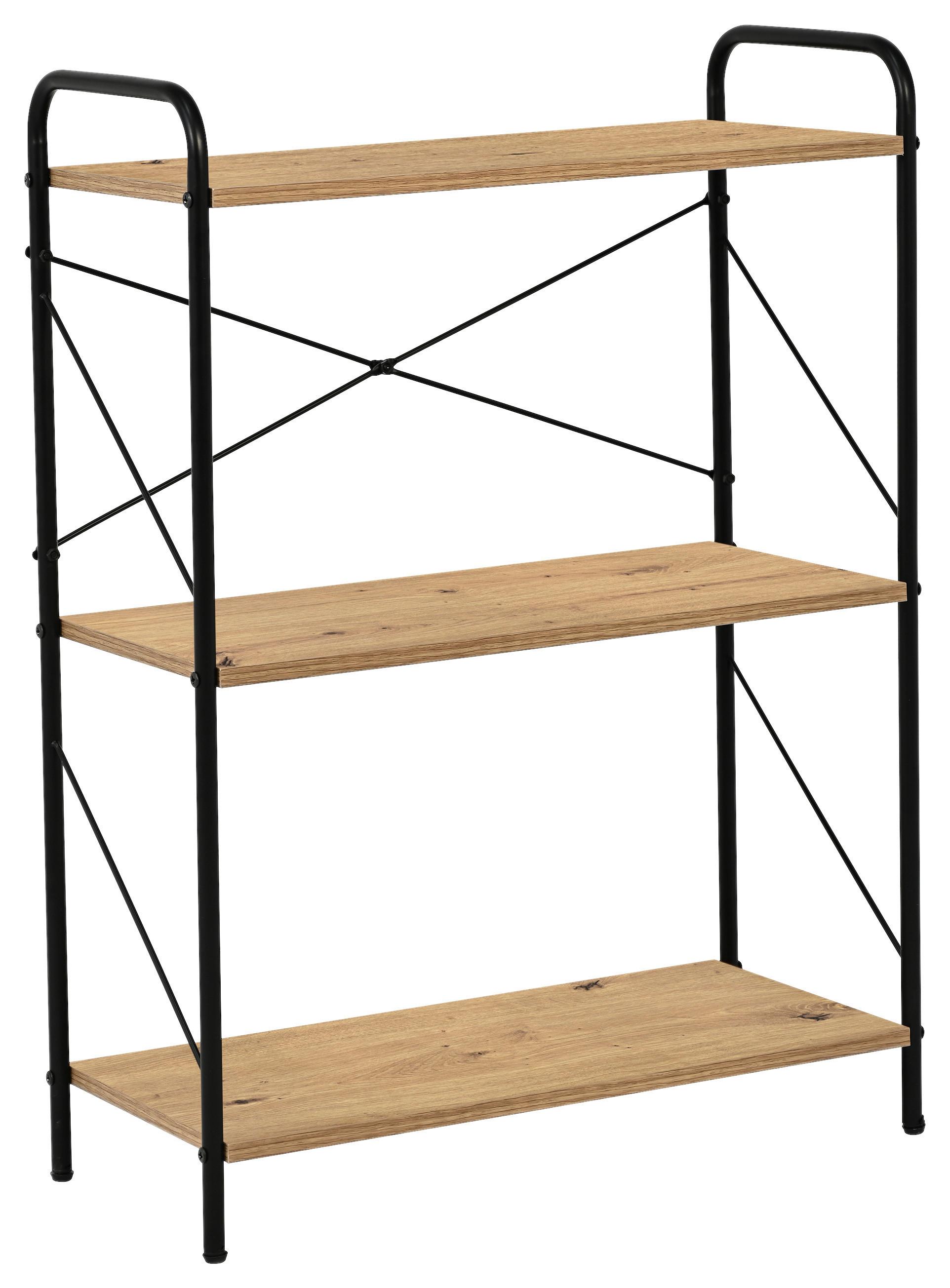 Regal Tim 3 Schwarz B: 63 cm - Schwarz/Eiche Artisan, Trend, Holzwerkstoff/Metall (63/89/30cm)