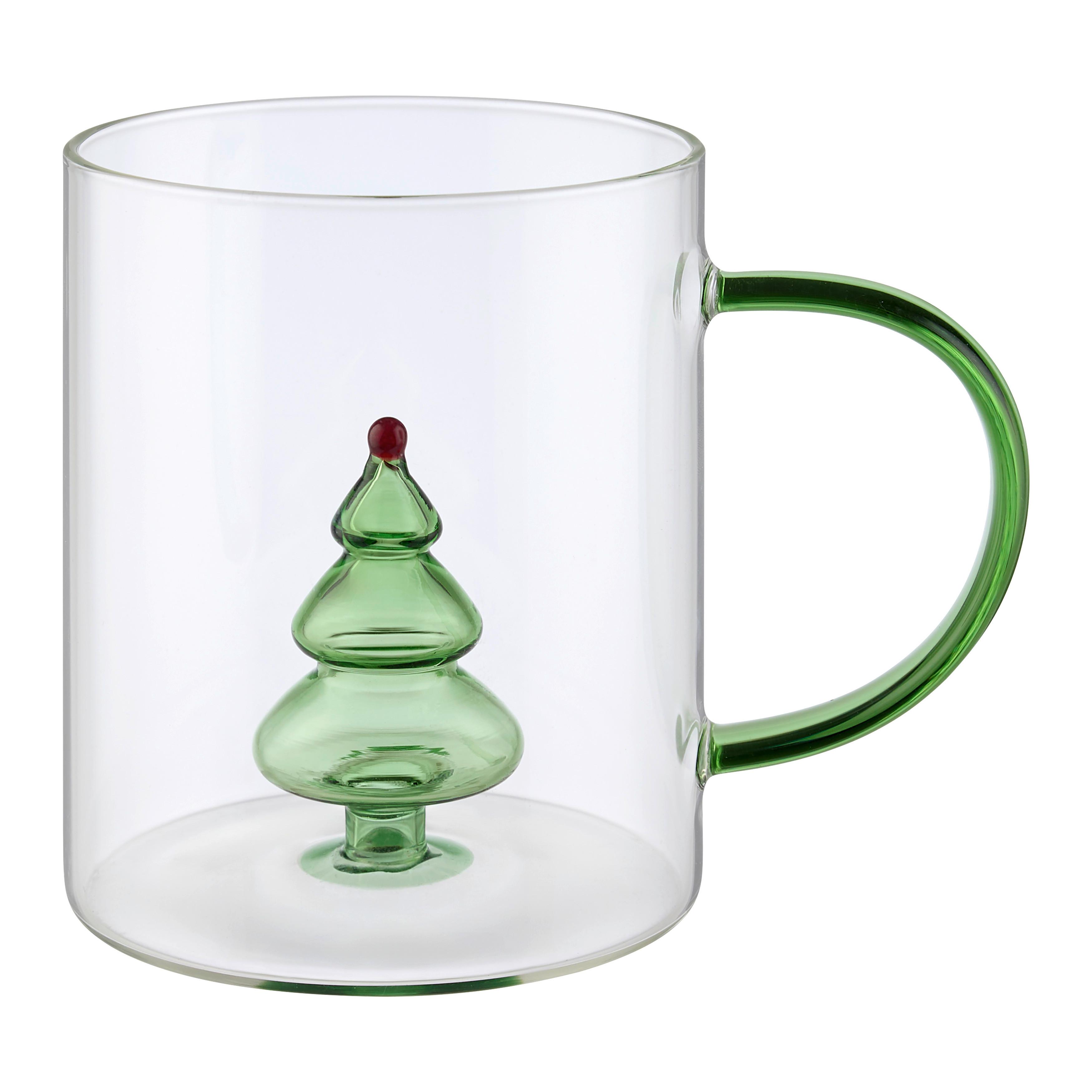 Šálka CHRISTMAS -PAZ- - priehľadné/zelená, sklo (8/10cm) - Mömax
