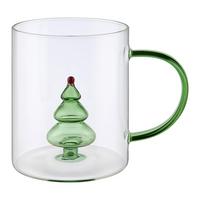 Šálek CHRISTMAS -PAZ- - průhledné/zelená, sklo (8/10cm) - Mömax