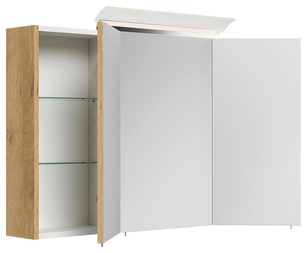 Spiegelschrank Eiche Dekor B: 120 Cm - Eichefarben, MODERN, Glas/Holzwerkstoff (120/62,5/17cm) - MID.YOU