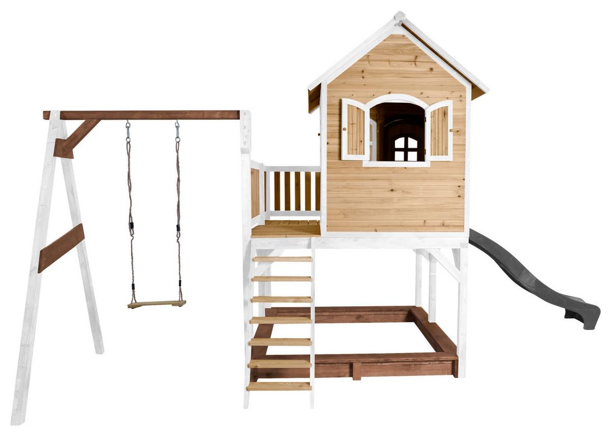 Spielturm A030.152.81 - Braun/Weiß, KONVENTIONELL, Holz/Kunststoff (541/291/277cm) - Ambia Garden