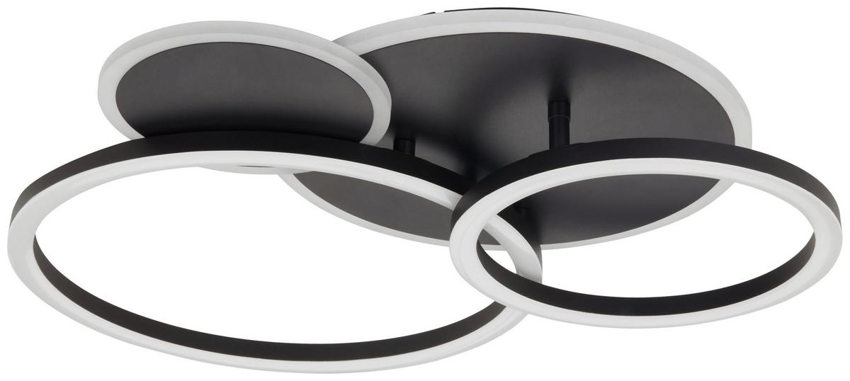 LED-Deckenleuchte, 4000k Cool - Schwarz, MODERN, Kunststoff/Metall (52/43/7cm)