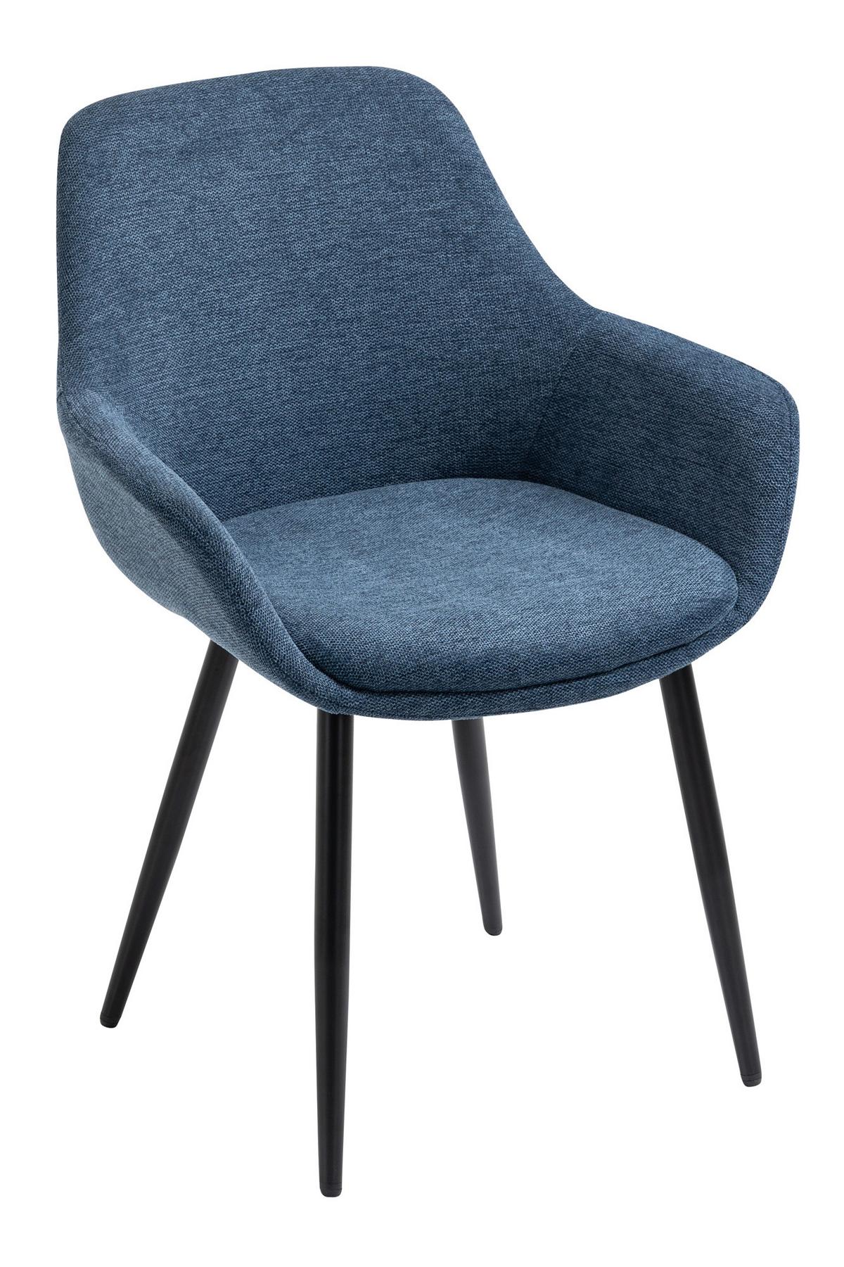 Tischgruppe Dunkelblau/cognac L: 160 Cm - Cognac/Dunkelblau, MODERN, Holz/Textil (160/85/77cm) - Livetastic