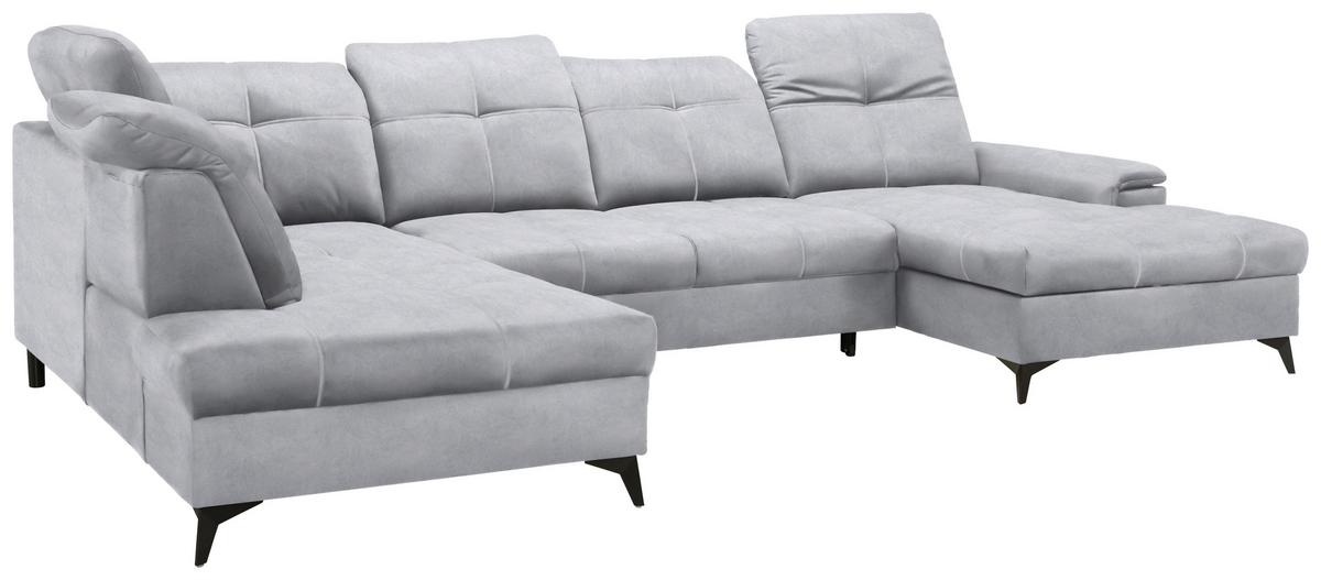Sedacia súprava U SIERRA, ľavá, svetlosivá CLOUD - čierna/svetlosivá, Modern, kov/textil (230/364/181cm) - Mömax