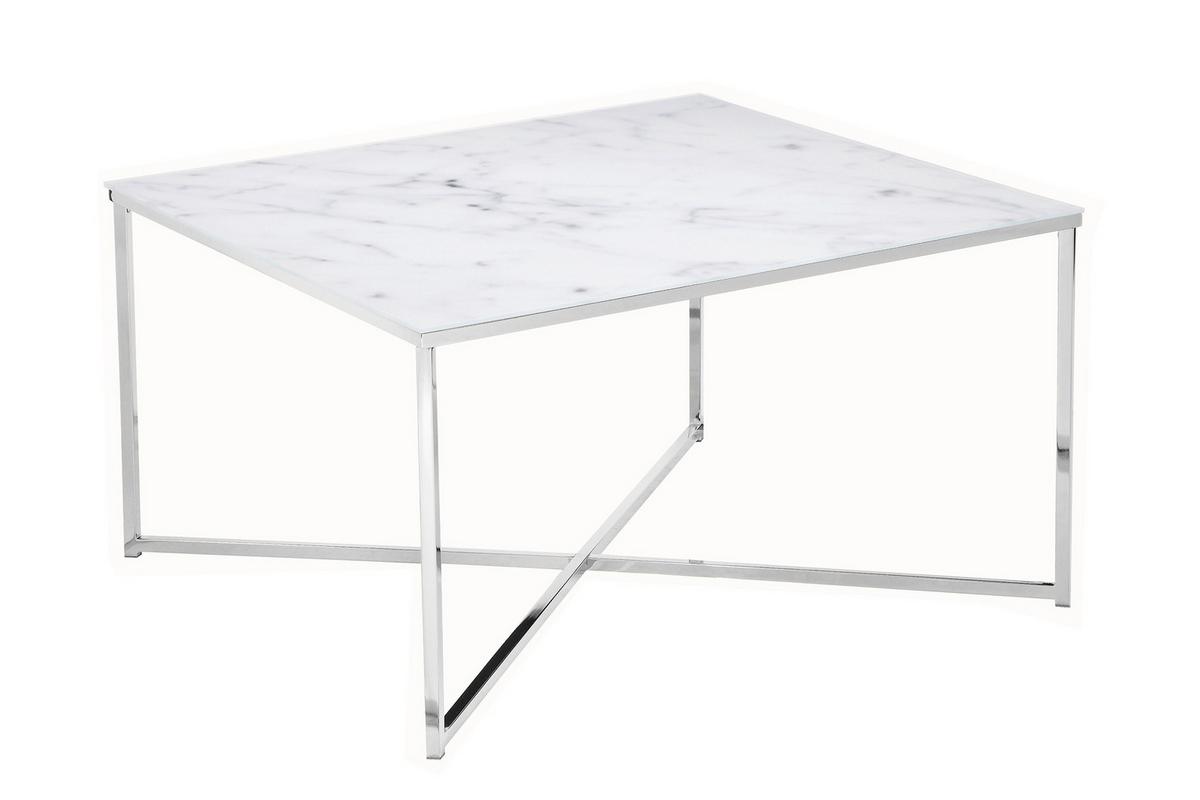 Couchtisch Weiß/chromfarben B: 80 Cm - Chromfarben/Weiß, Design, Glas/Metall (80/80/45cm) - Livetastic