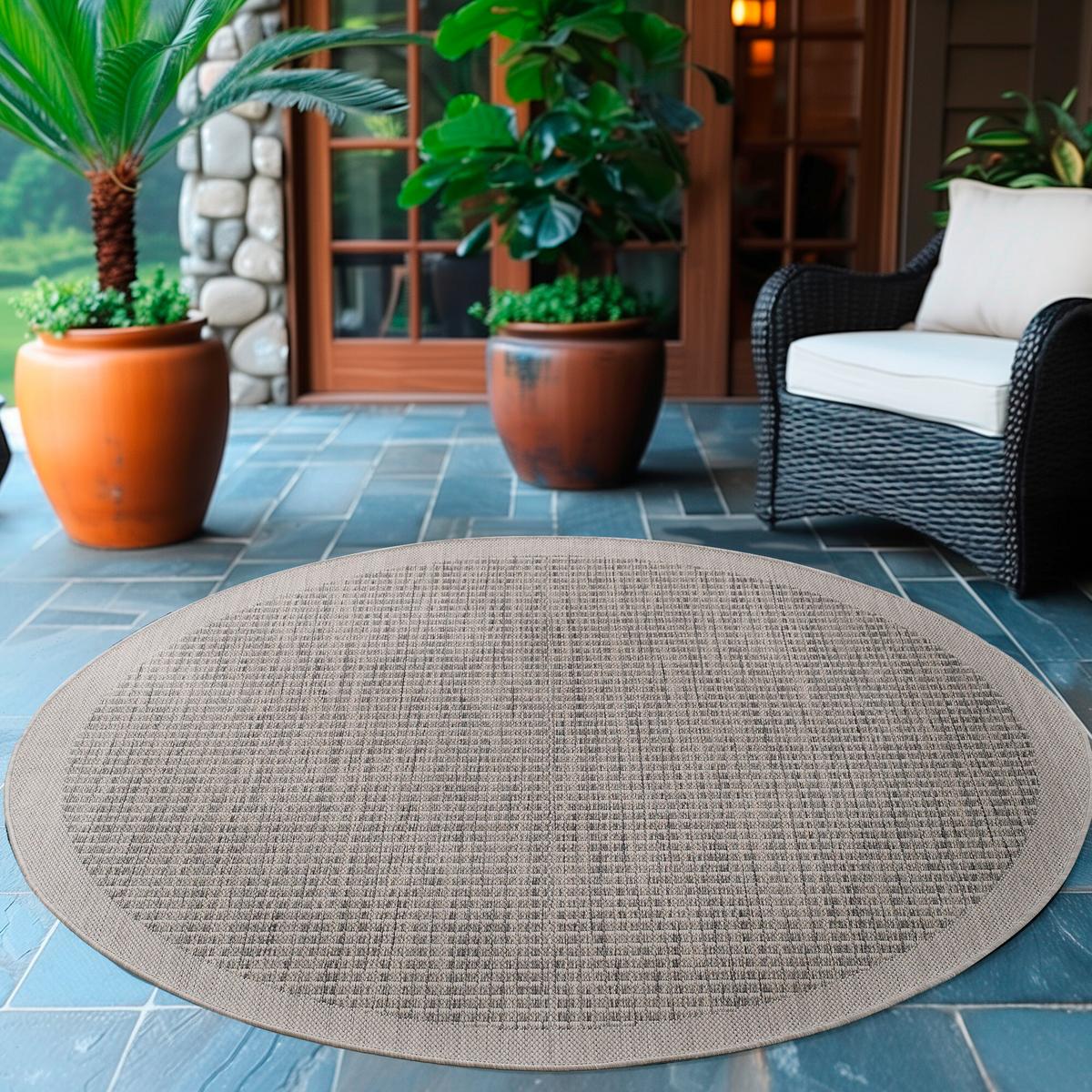 Outdoor-Teppich Grau Giza 160 cm, In- & Outdoor - Grau, Basics, Textil (160cm) - Novel