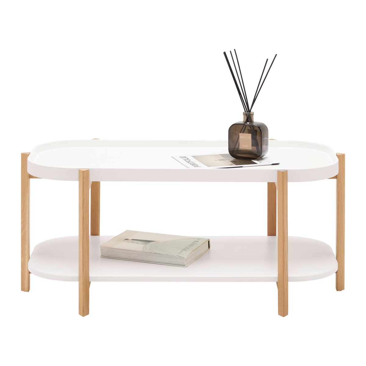 KONFERENČNÝ STOLÍK STRUT - biela/prírodná farba, Modern, drevo/kompozitné drevo (100/50/45cm) - Mömax