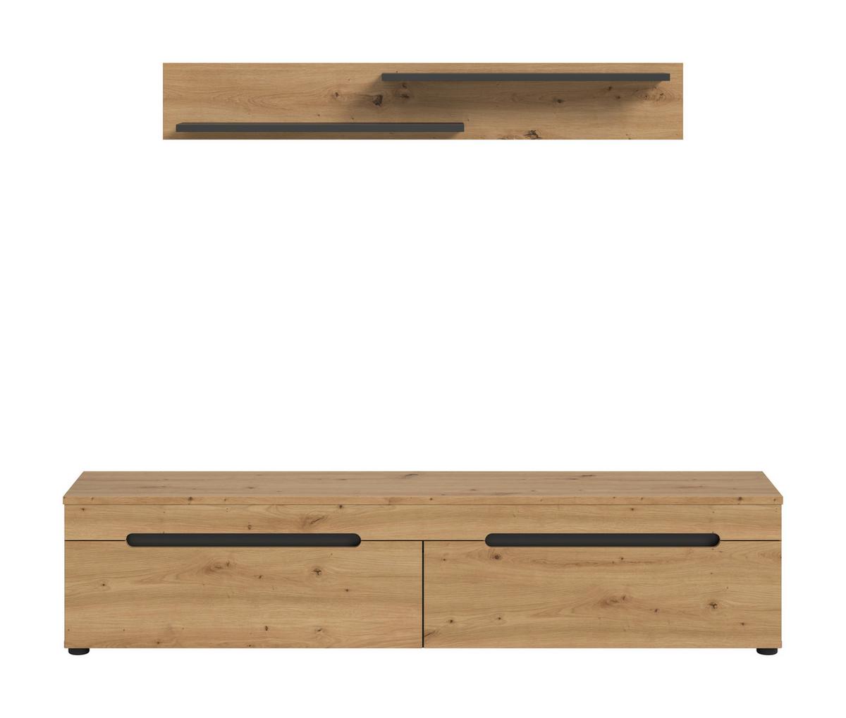 LOWBOARD Canu Eiche Dekor B: 170cm - Schwarz/Eiche Artisan, Design, Holzwerkstoff (170/38/33cm) - Livetastic