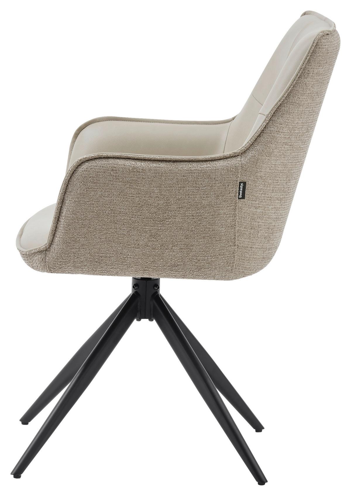 Armlehnstuhl Ion Schwarz/Taupe B: 58 cm - Taupe/Schwarz, MODERN, Holz/Textil (58/87/61,5cm) - Livetastic