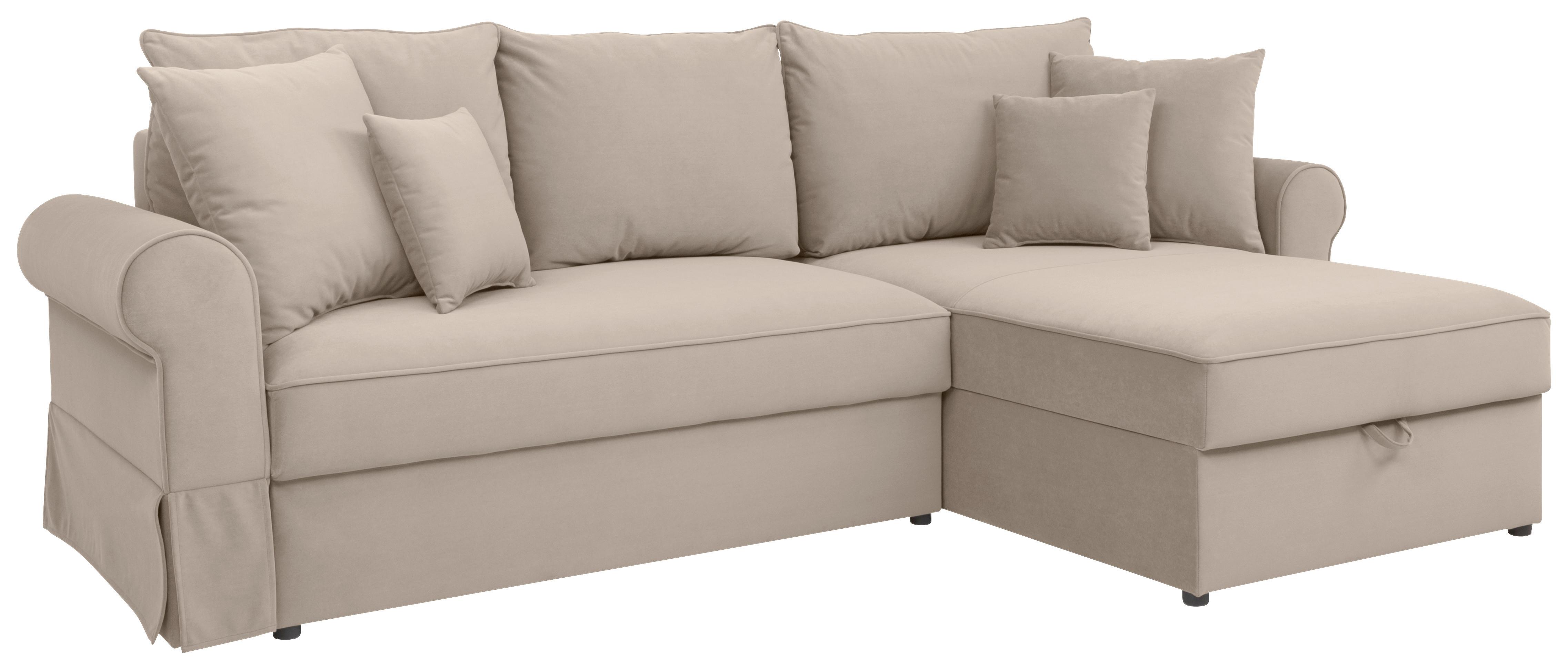 Eckschlafsofa Zoya Beige B: 266 cm - Beige/Schwarz, Design, Textil (266/98/166cm) - MID.YOU