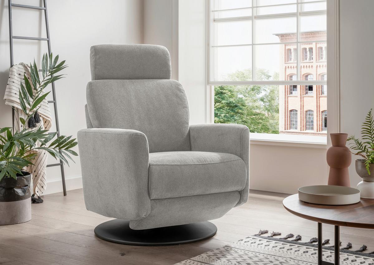 Relaxsessel Centrale T: 87-154 Cm, Silberfarben - Silberfarben/Schwarz, MODERN, Textil (77/105/87-154cm) - Livetastic