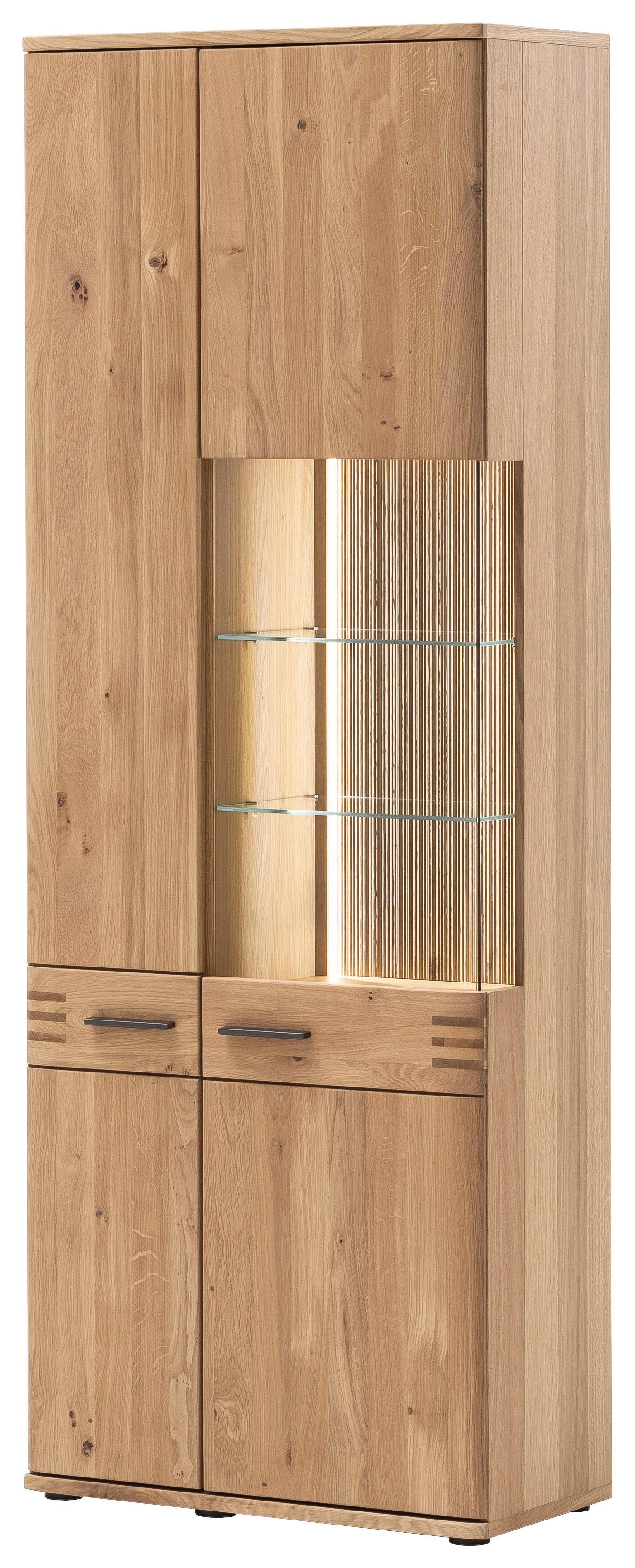 Vitrine Salvador B: 75 cm Eichefarben - Eichefarben/Schwarz, Design, Glas/Holz (75/208/37cm) - Livetastic