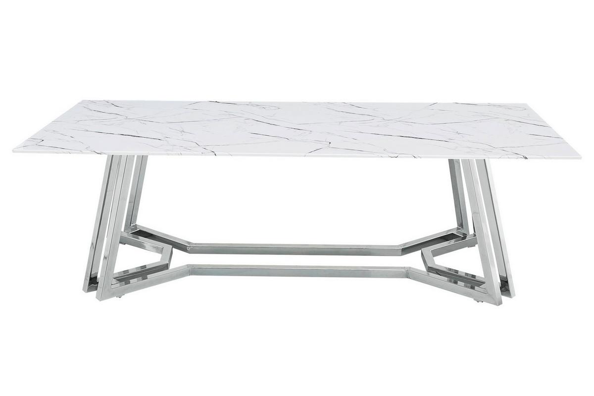 Couchtisch Weiß, Chromfarben L: 110 Cm - Chromfarben/Weiß, Design, Glas/Metall (110/60/40cm) - Livetastic