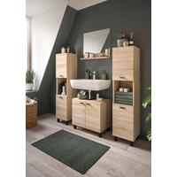 Badezimmer Boston Sonoma Eiche Dekor - Schwarz/Sonoma Eiche, MODERN, Glas/Holzwerkstoff (117cm) - MID.YOU