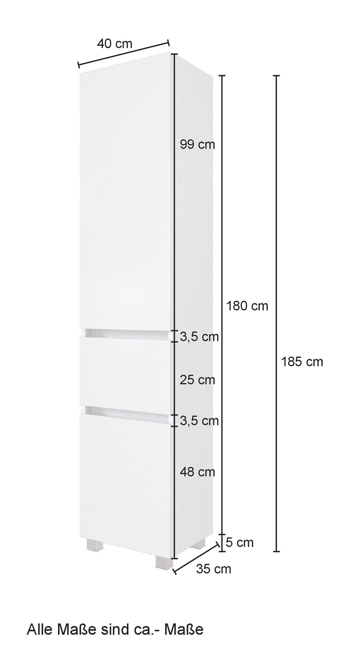 Hochschrank Kopenhagen B: 40 cm Grau/Eiche Dekor - Eichefarben/Silberfarben, KONVENTIONELL, Holzwerkstoff (40/180/35cm) - Held