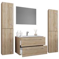 Badezimmer Badinos 5-Teilig Sonoma Eiche B: 146 cm - Weiß/Sonoma Eiche, MODERN, Keramik/Holzwerkstoff (147cm) - MID.YOU