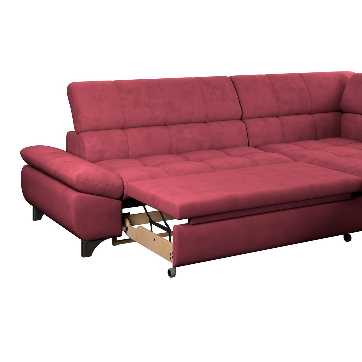 Ecksofa Gemini Rot, B: 312cm - Chromfarben/Rot, KONVENTIONELL, Textil (312/234cm)