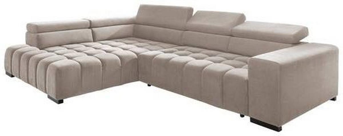 Eckschlafsofa Elias Neu Beige S: 201 cm - Beige/Schwarz, Design, Textil (201/307cm) - Livetastic