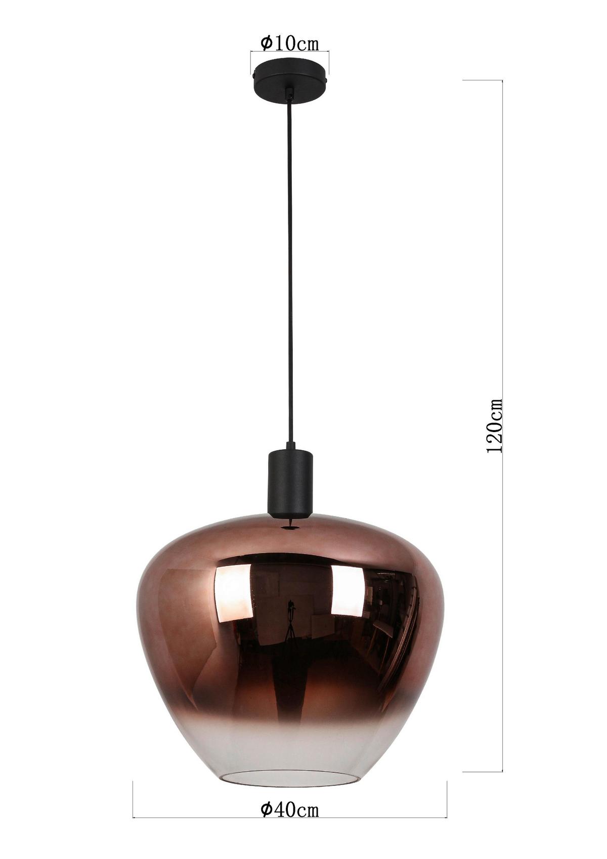 Hängeleuchte Nele - Schwarz/Kupferfarben, MODERN, Glas/Kunststoff (40/120cm) - James Wood