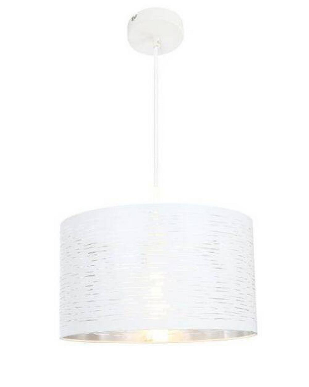 Hängeleuchte H: 120 Cm 1-Flammig, Weiß/ Chromfarben - Chromfarben/Weiß, Design, Kunststoff/Metall (38/120cm) - Globo