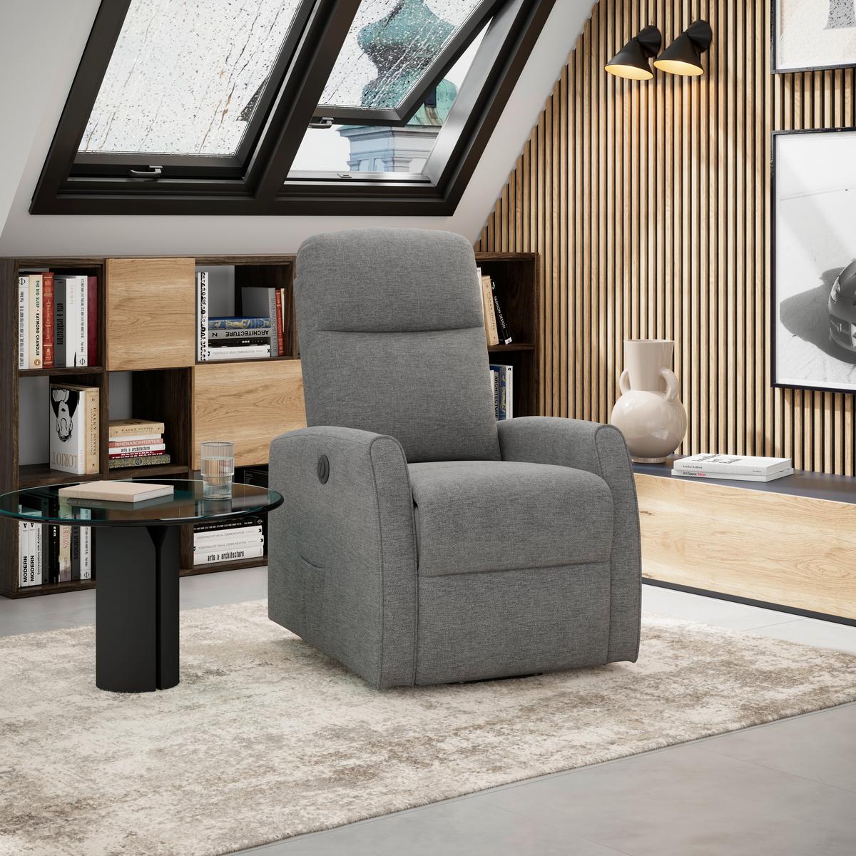 Fernsehsessel Athen Micorfaser hellgrau, B: 67,5cm - Hellgrau, MODERN, Holz/Textil (67.5/107/88.5cm)