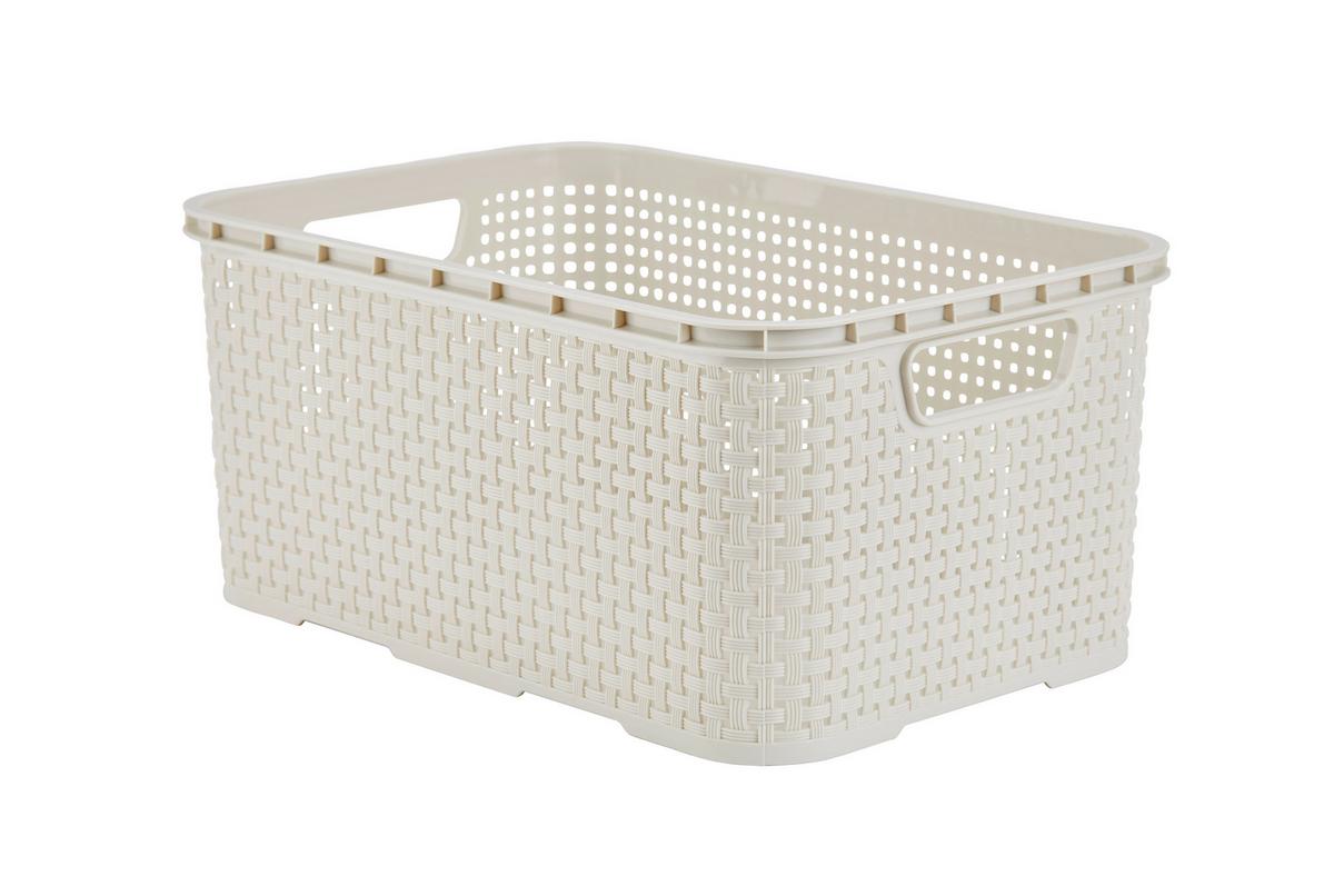 Fiókos Tároló Rattan - antracit/fehér, Basics (24,1/29,6/33cm) - Ondega