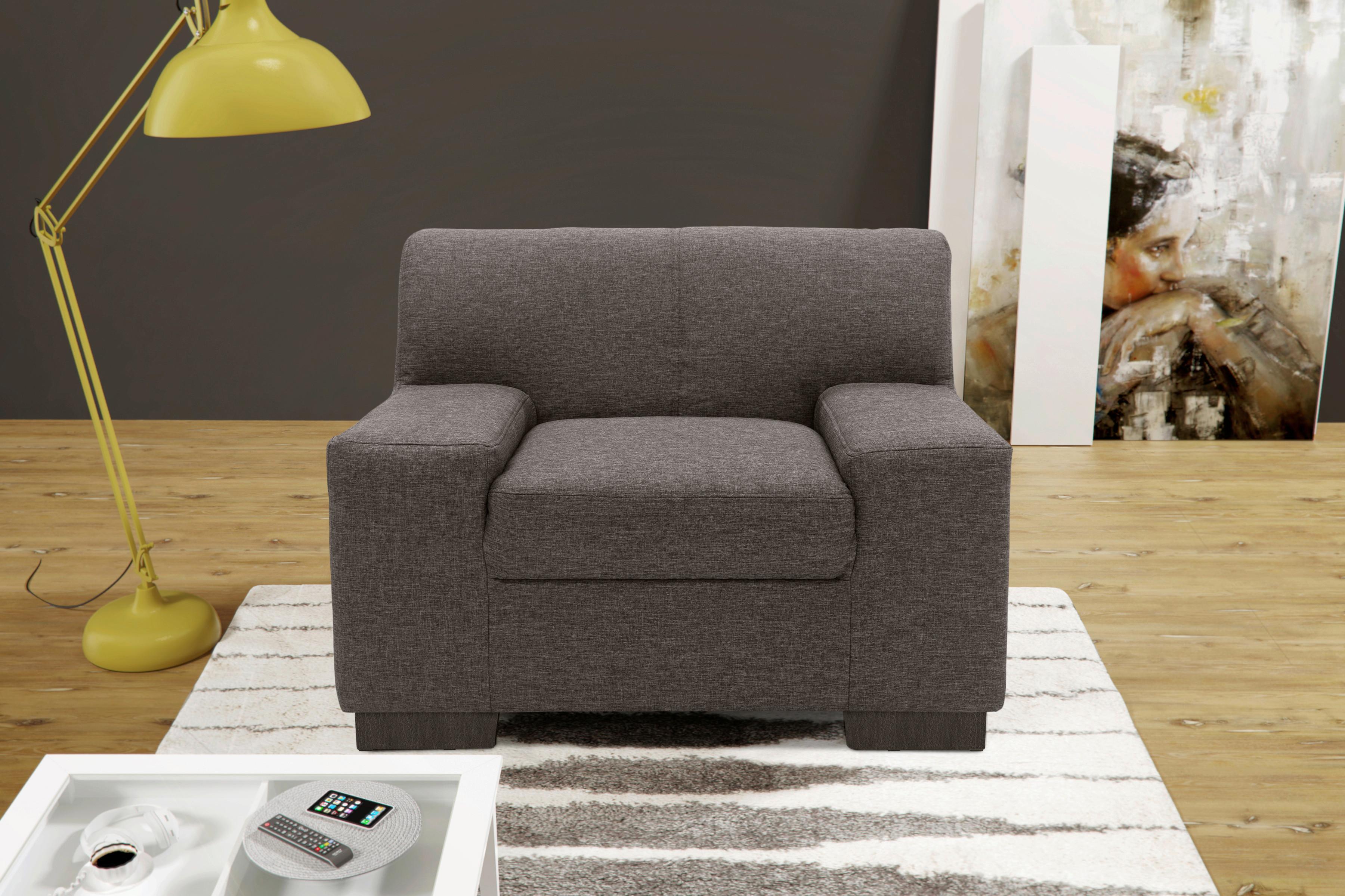 Polstersessel Norma Grau/braun Webstoff - Wengefarben/Graubraun, Design, Textil (101/74/85cm) - MID.YOU