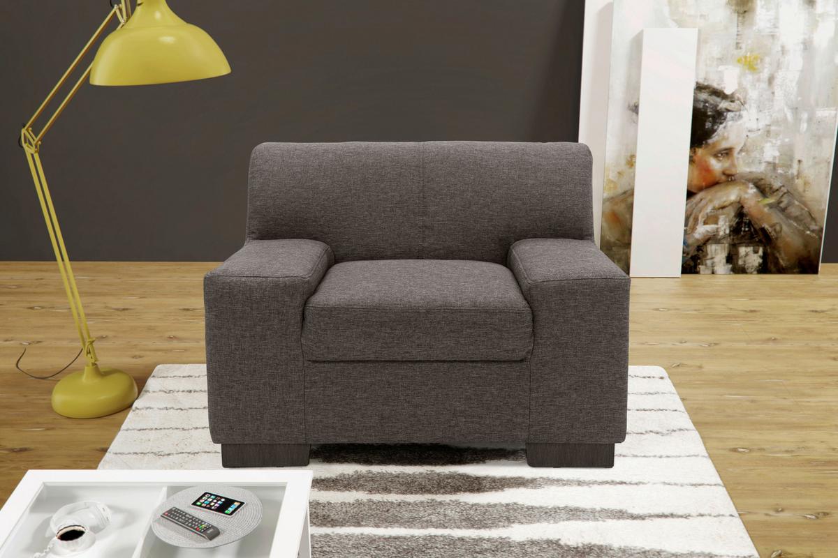 Polstersessel Norma Grau/Braun Webstoff - Wengefarben/Graubraun, Design, Textil (101/74/85cm) - MID.YOU