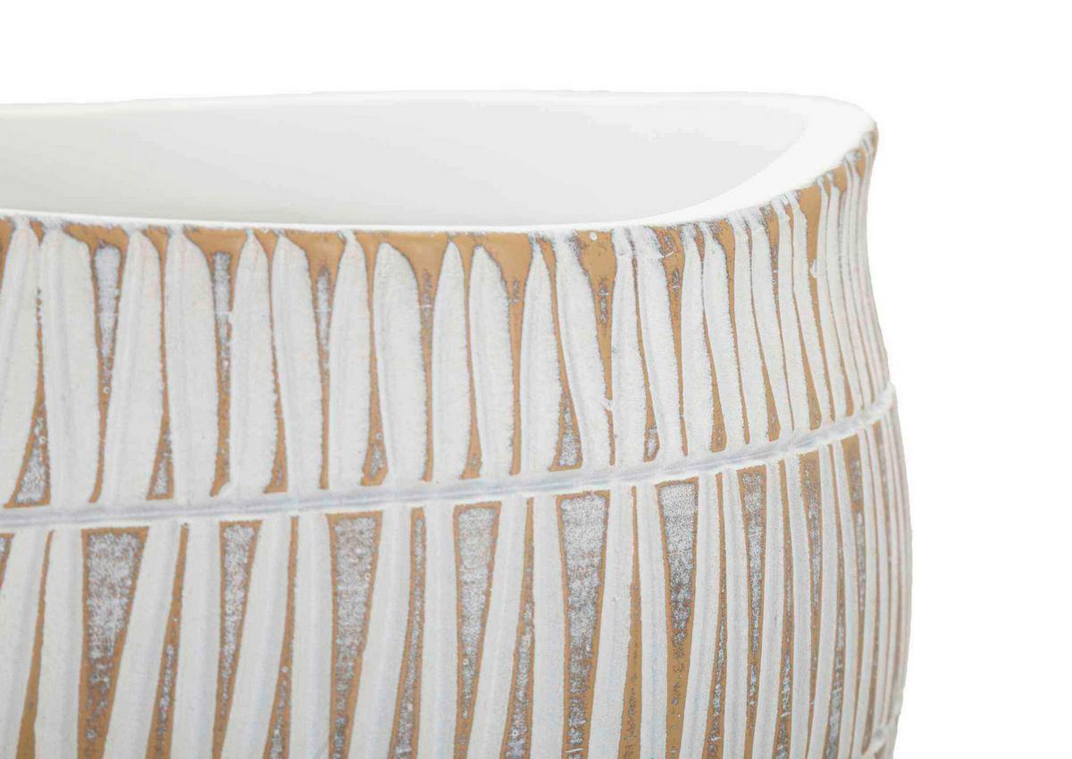 Vase Cachepot Stiky Weiß, Goldfarben B: 26 cm - Goldfarben/Weiß, Basics, Kunststoff (26/20.5/26cm)