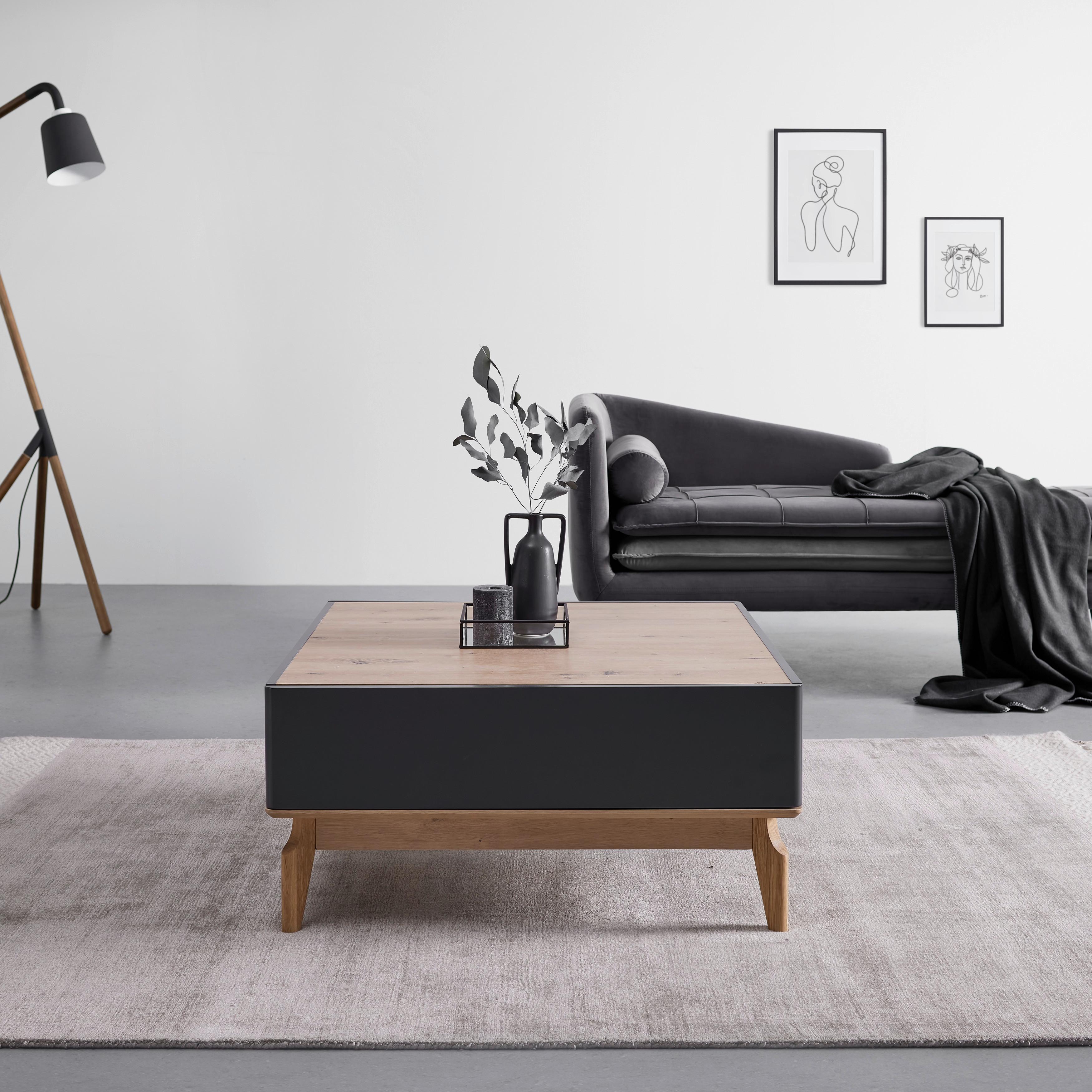 Konferenčný stolík FOSCO - sivá/farba duba, Modern, drevo (80/80/38cm) - Bessagi Home