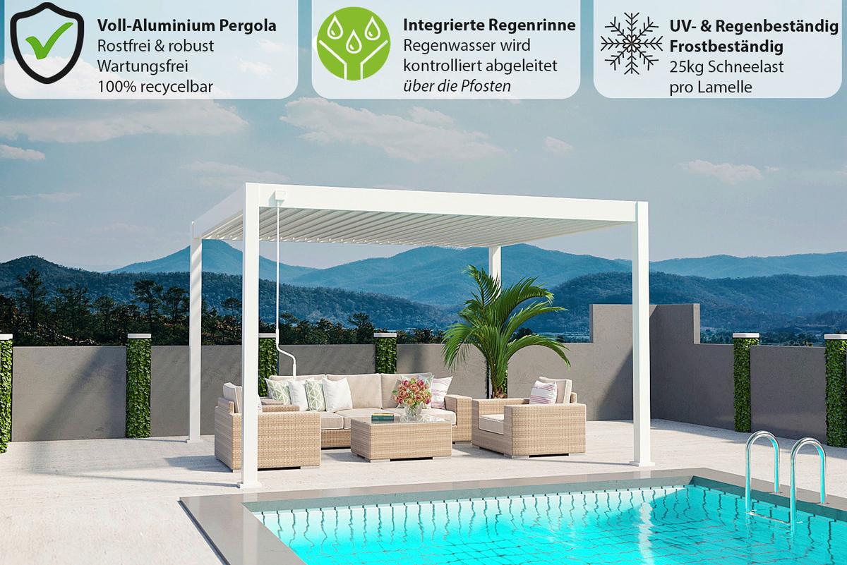 Pavillon Deluxe 400x300cm Sturmfest, Gartenpavillon - Weiß, Basics, Metall (400/255/300cm) - WEIDE