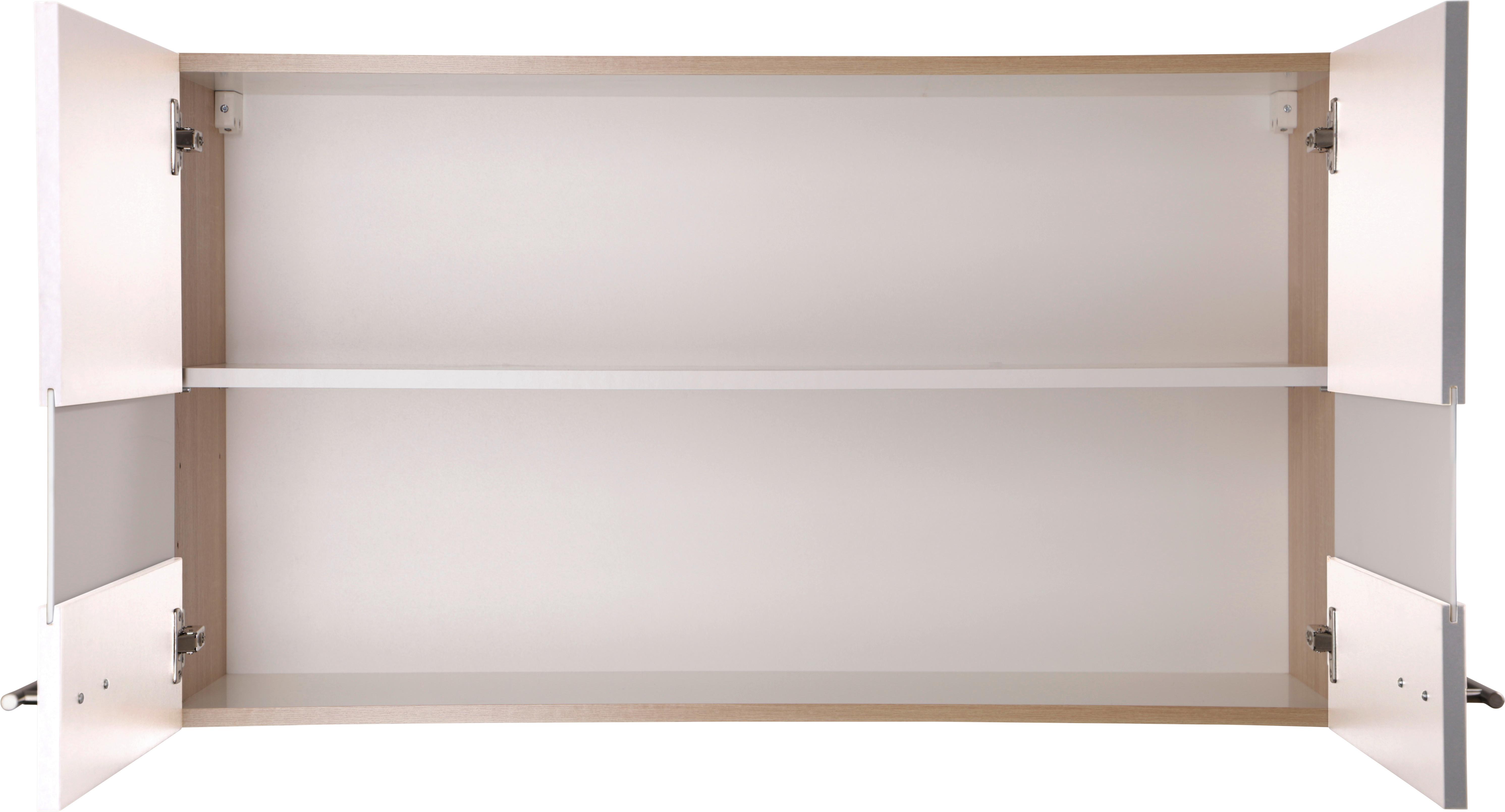 Küchenoberschrank Merle Weiß/Eiche Dekor B:100cm - Eichefarben/Weiß, Basics, Glas/Holzwerkstoff (100/56,1/34,6cm) - Respekta