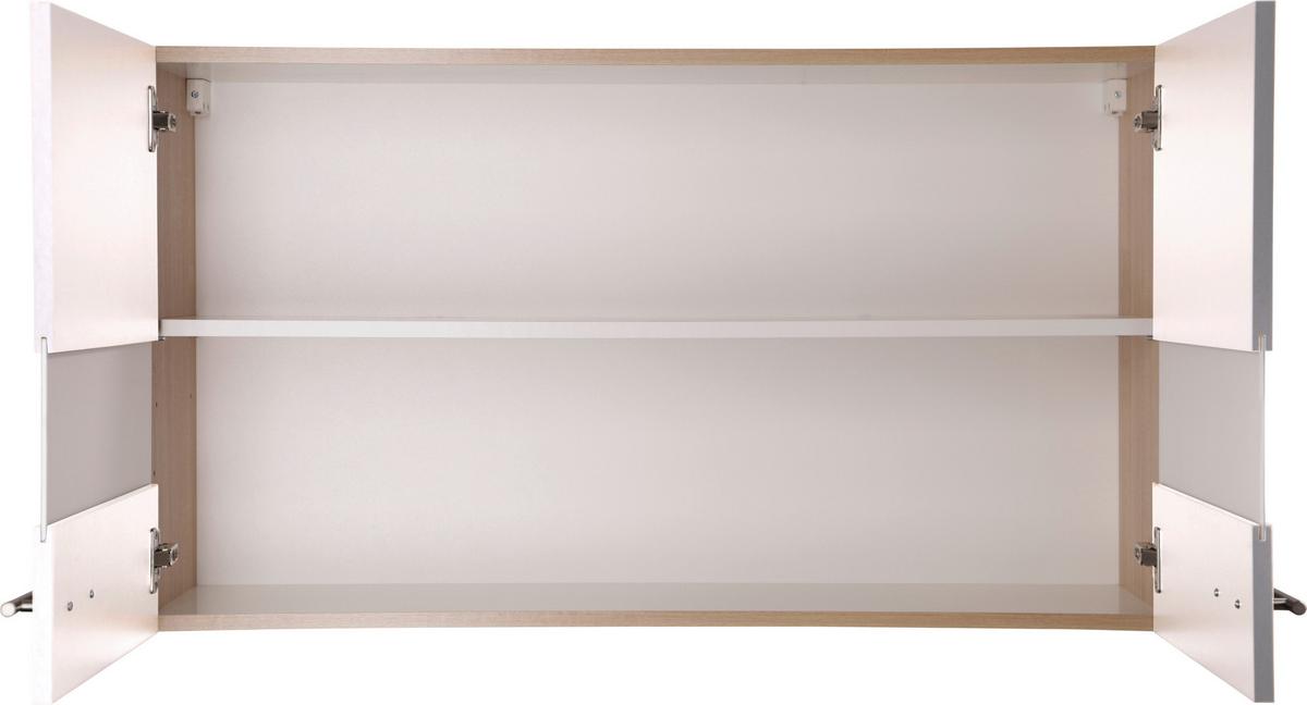Küchenoberschrank Merle Weiß/Eiche Dekor B:100cm - Eichefarben/Weiß, Basics, Glas/Holzwerkstoff (100/56,1/34,6cm) - Respekta