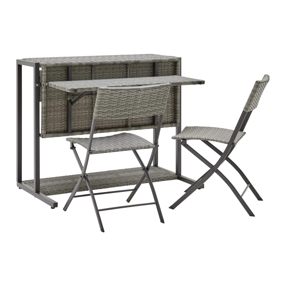 Sada na balkón MARIO šedá/hnědá - šedavě hnědá, Moderní, kov/textil (110/86,5/80cm) - Bessagi Garden