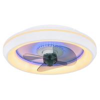 Deckenventilator Opal/weiß Led-Leuchte Fernbedienung - Opal/Weiß, Basics, Kunststoff/Metall (45/13cm) - Globo
