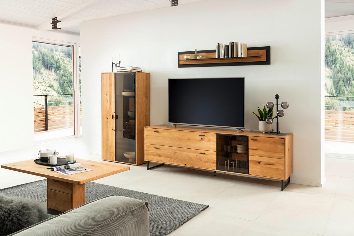Highboard Assini Wildeiche B: 78 cm - Wildeiche, Design, Glas/Holz (78/156/37cm) - MID.YOU
