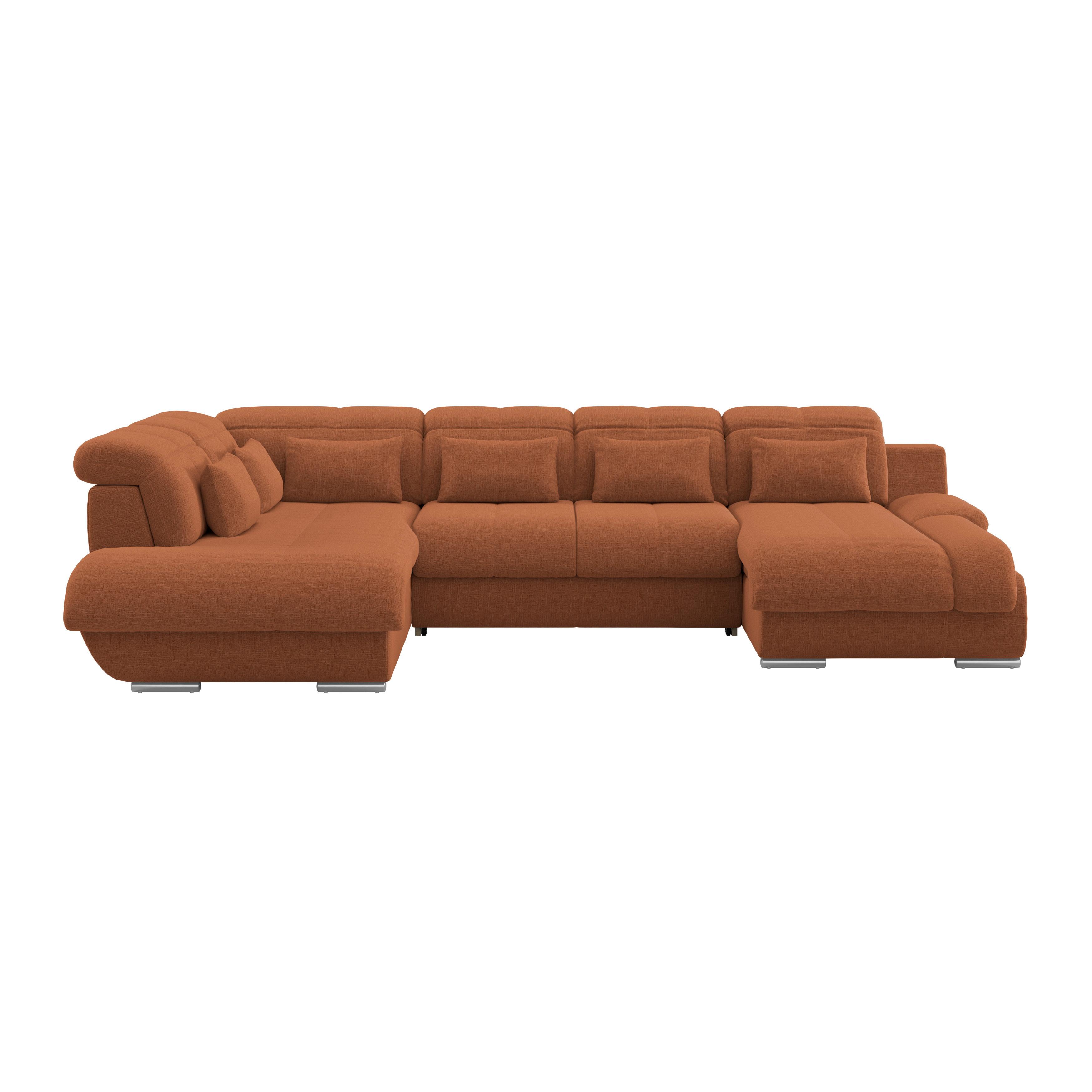 Wohnlandschaft Multi mit Schlaffunktion Terracotta - Chromfarben/Terracotta, MODERN, Textil (228/345/184cm) - Luca Bessoni