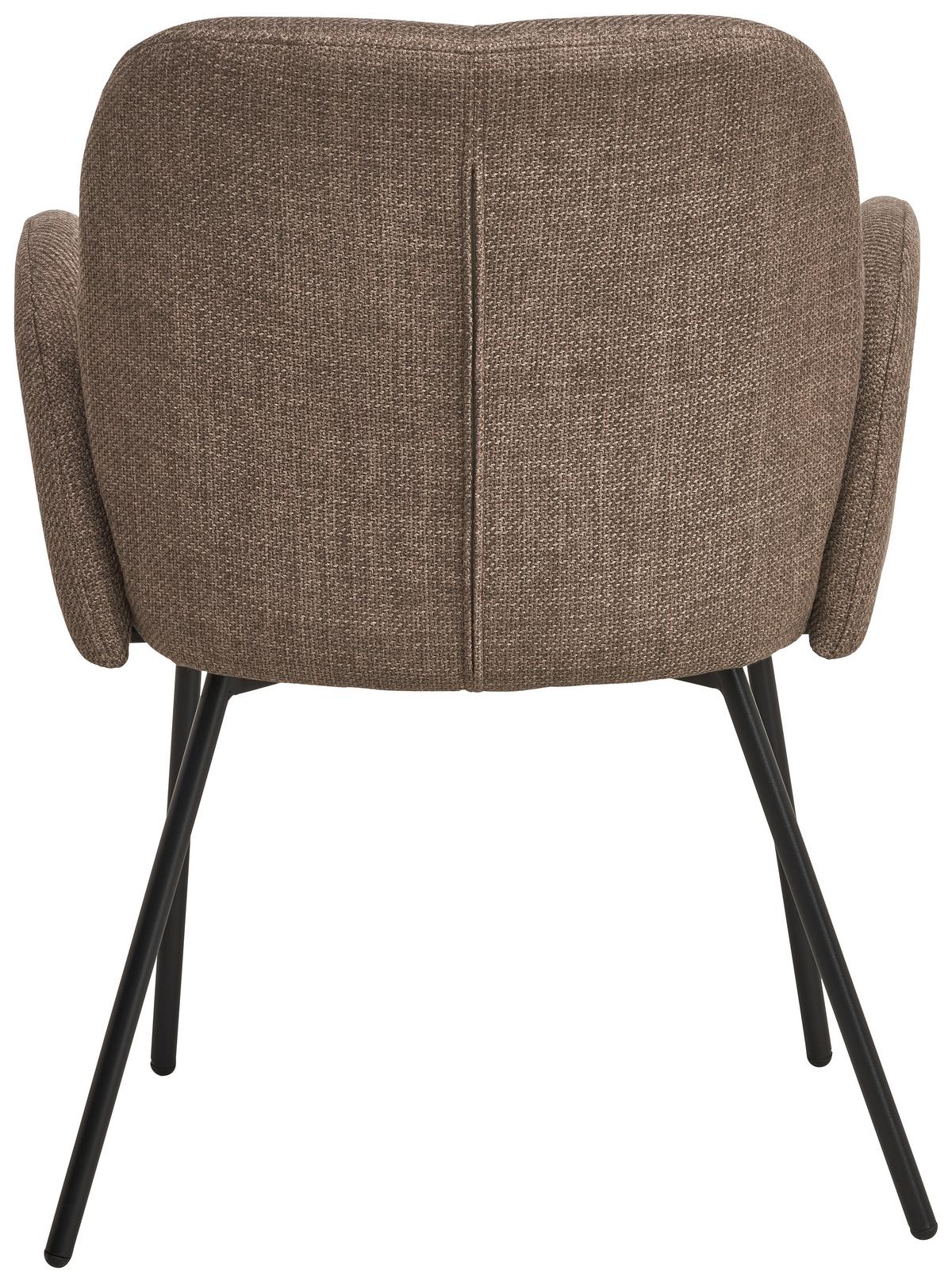 Armlehnstuhl Pauline Leinenoptik Brau, B: 62 cm - Schwarz/Braun, KONVENTIONELL, Holz/Textil (62/85/64cm) - MID.YOU