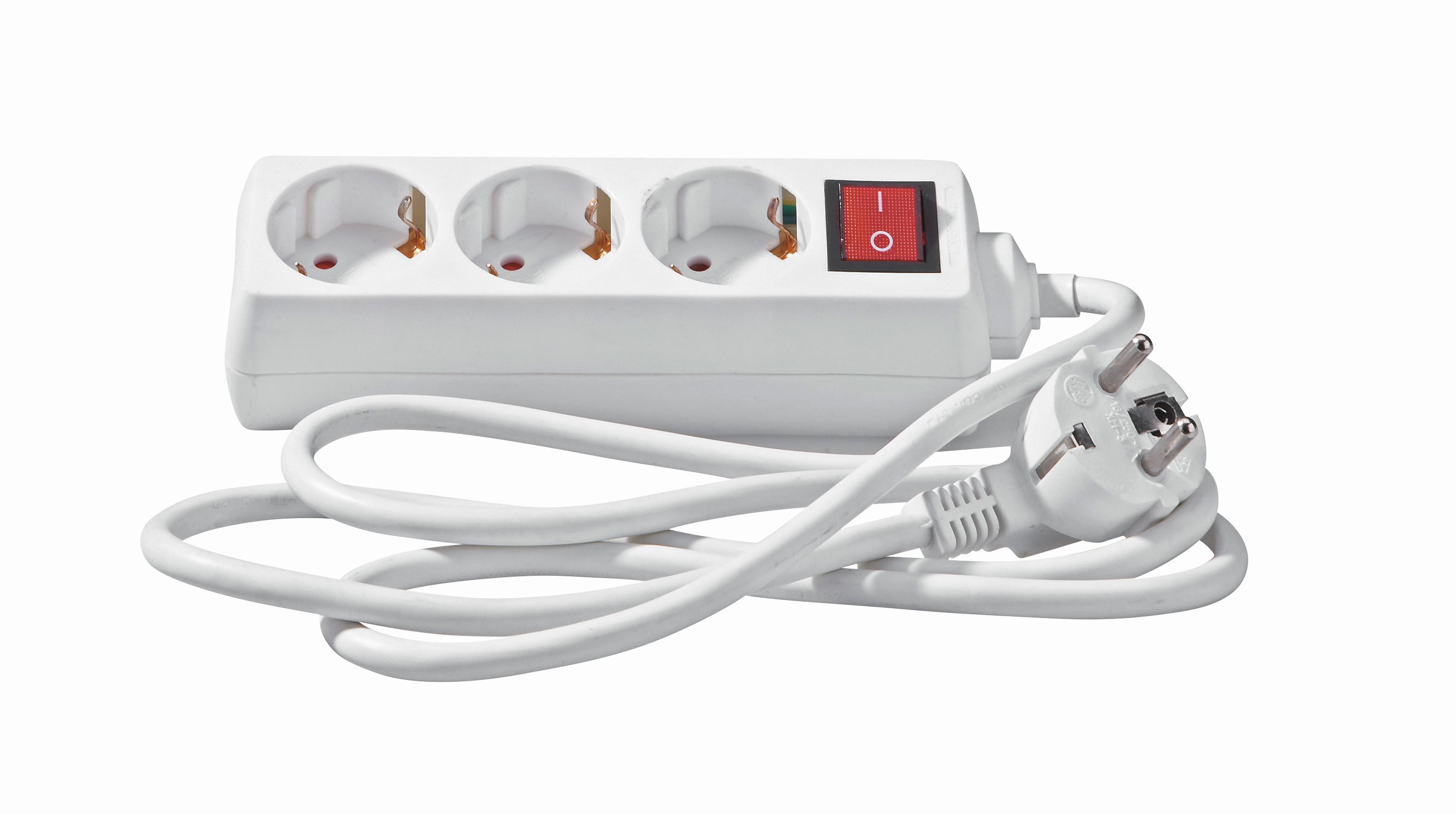 Elosztó 3 Aljzattal - fehér, Konventionell, műanyag (140cm) - Best Price