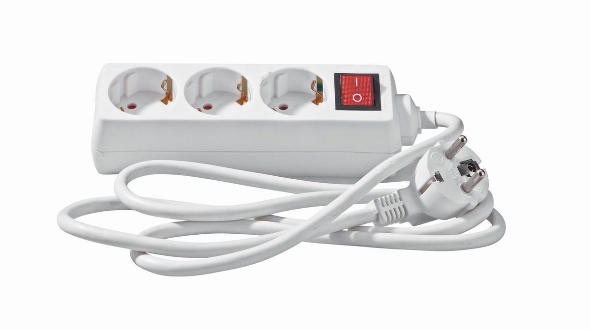 Steckdosenleiste 3-fach 140 Cm Weiß Mit Kontrollschalter - Weiß, KONVENTIONELL, Kunststoff (140cm) - Ondega