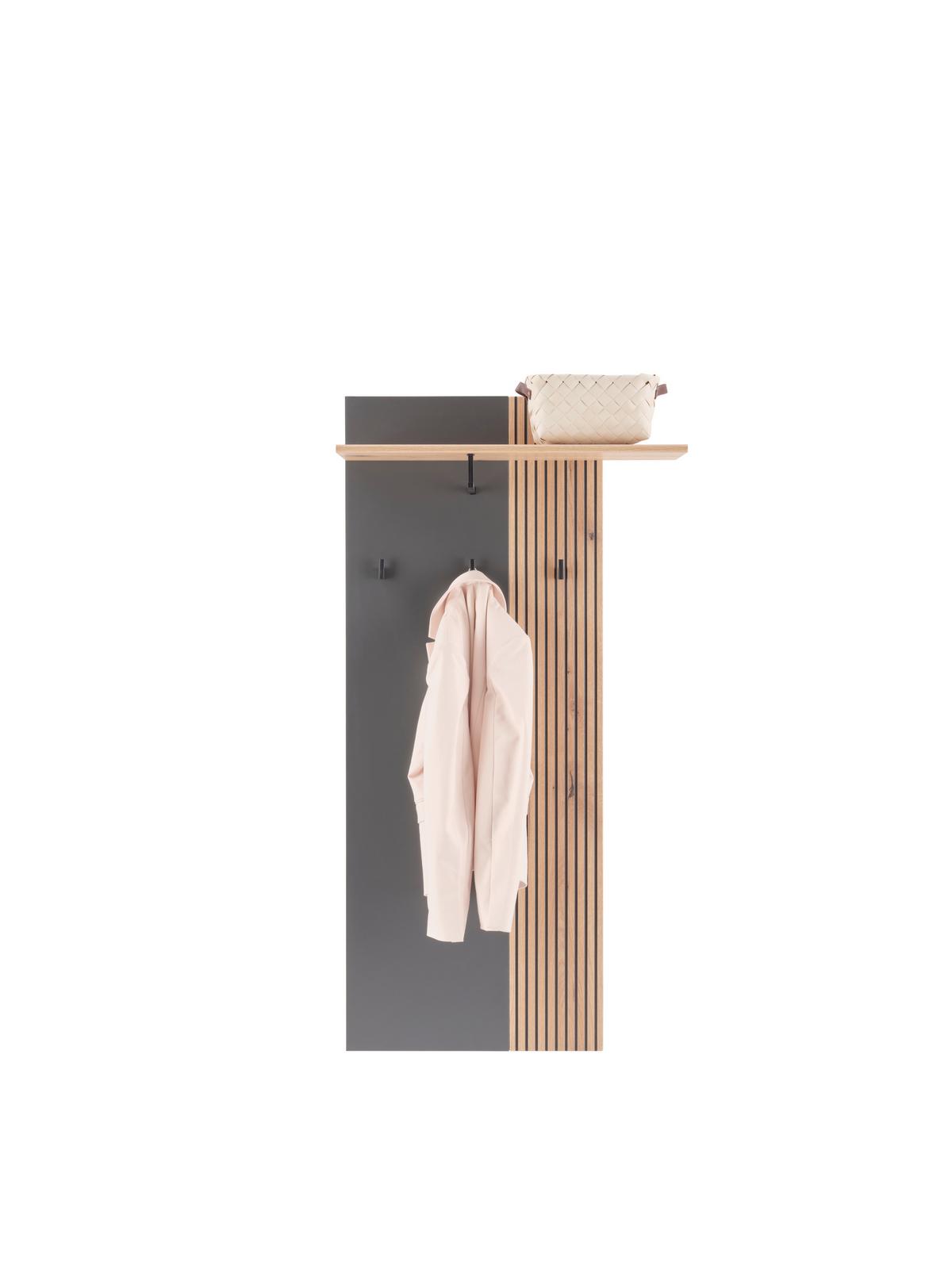 Garderobenpaneel Clever Anthrazit B: 70 cm - Eichefarben/Anthrazit, MODERN, Holzwerkstoff (70,1/139/26cm)