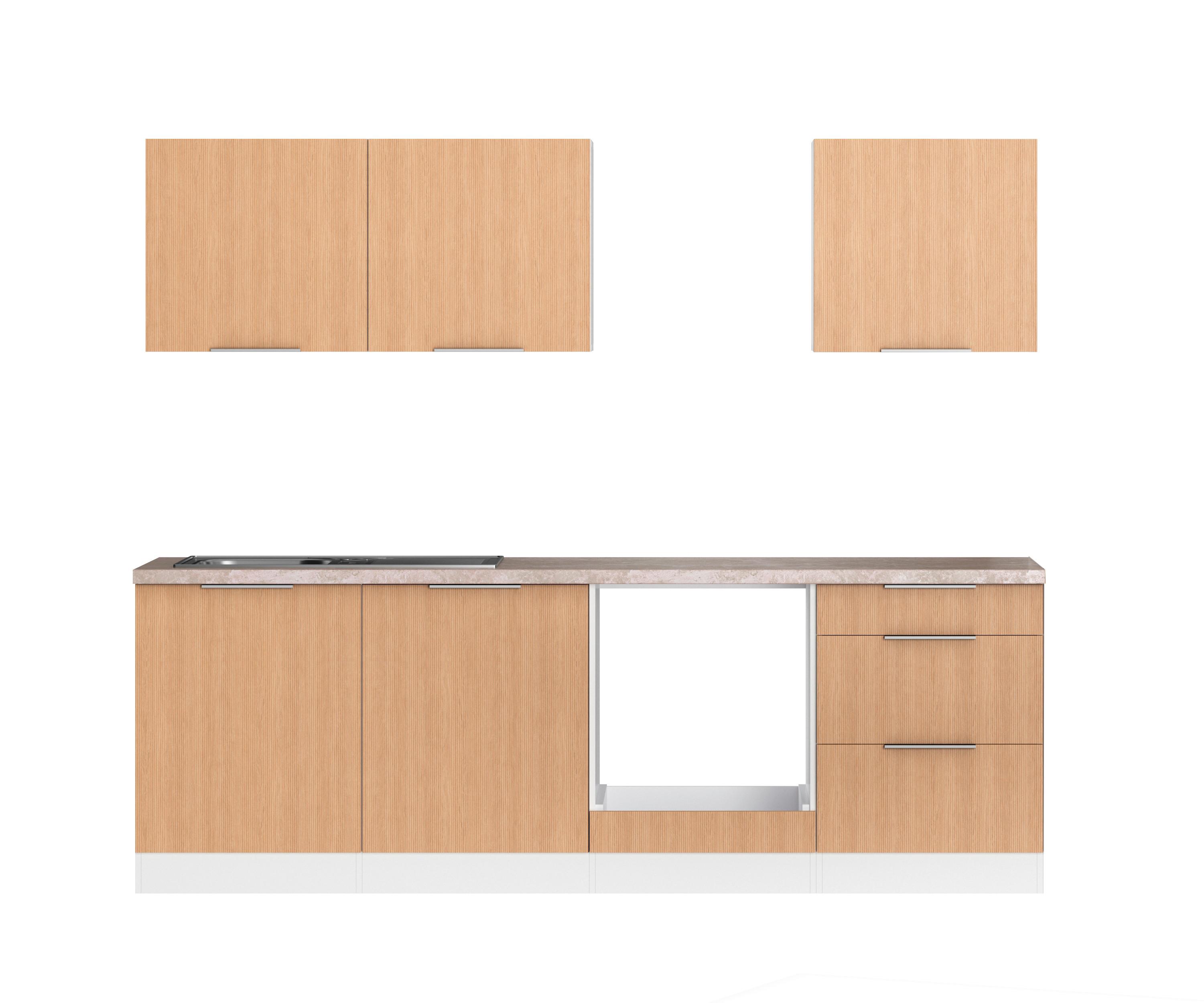 Küchenleerblock Glasgow Eichefarben Dekor/weiß B:240cm - Eichefarben/Beige, LIFESTYLE, Holzwerkstoff (240cm) - Held