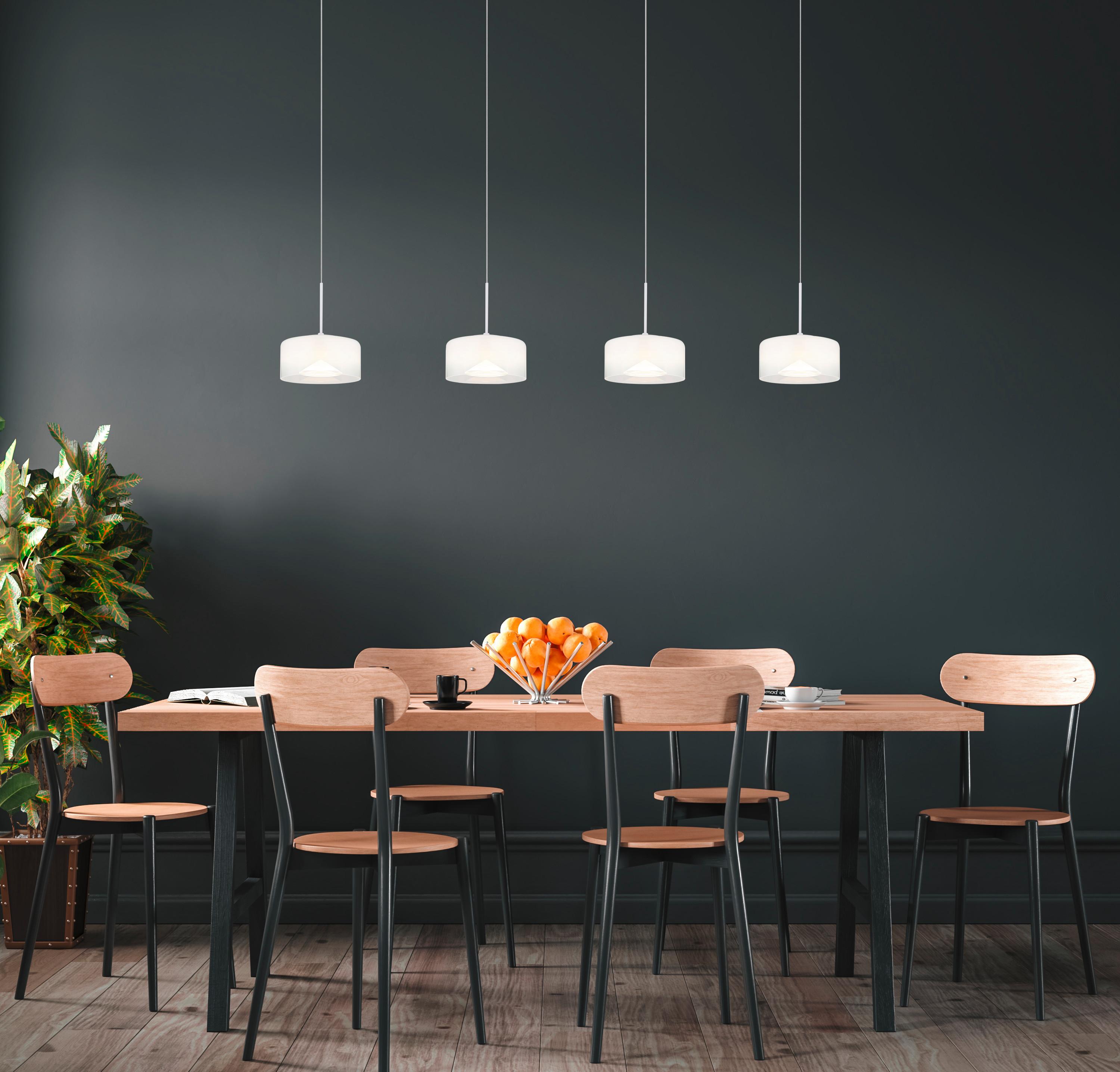 LED-Hängeleuchte Belinda Klar Opal Weiß L: 105 cm - Klar/Opal, KONVENTIONELL, Glas/Kunststoff (105/15/150cm) - Globo
