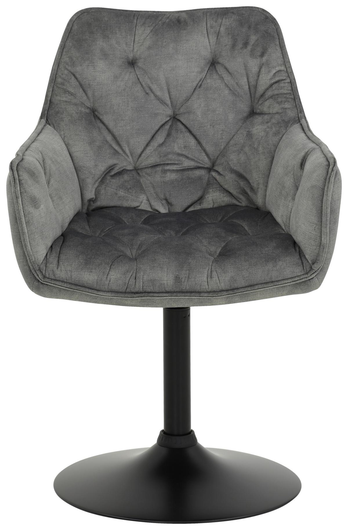 Armlehnstuhl Birte Grau Gepolstert 2er-Set - Schwarz/Grau, MODERN, Textil/Metall (49/83/62cm) - MID.YOU