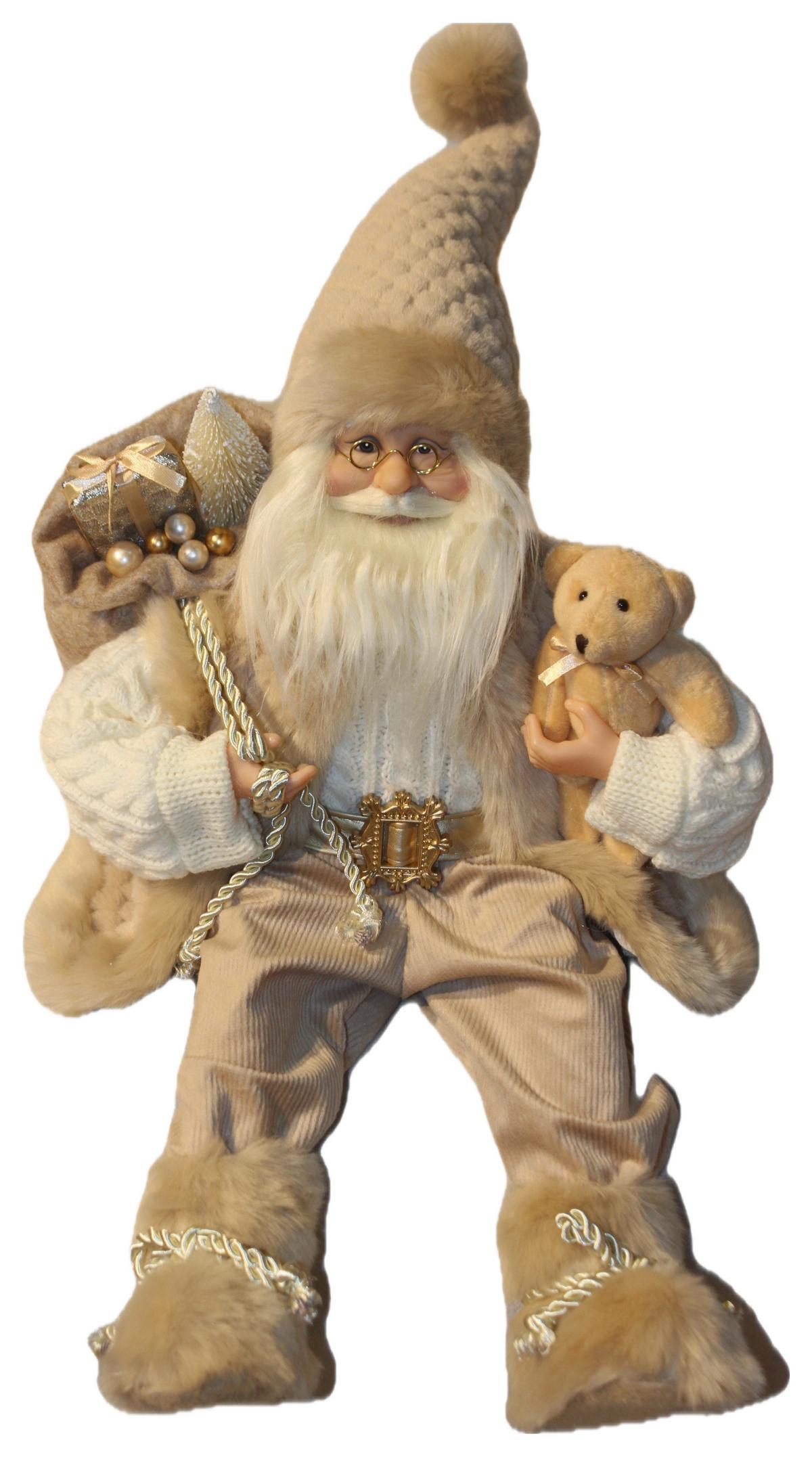 Weihnachtsmann Walther - Hellbraun/Beige, KONVENTIONELL, Kunststoff/Textil (21/12/50cm) - Luca Bessoni